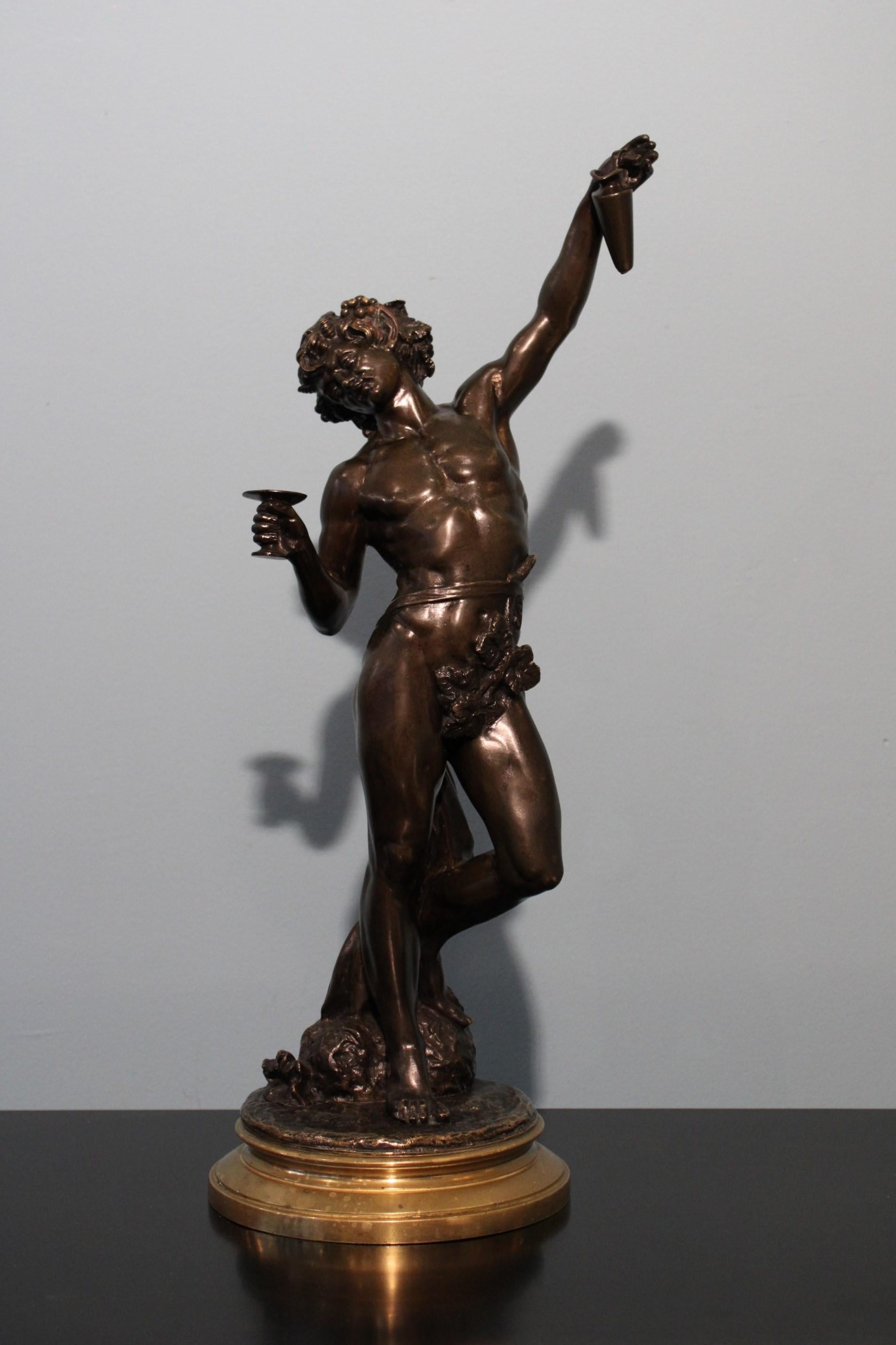 Bronze sculpture Bacchus by Jacques Marin (Belgium, 1877-1950). 
Signed MARIN on base.