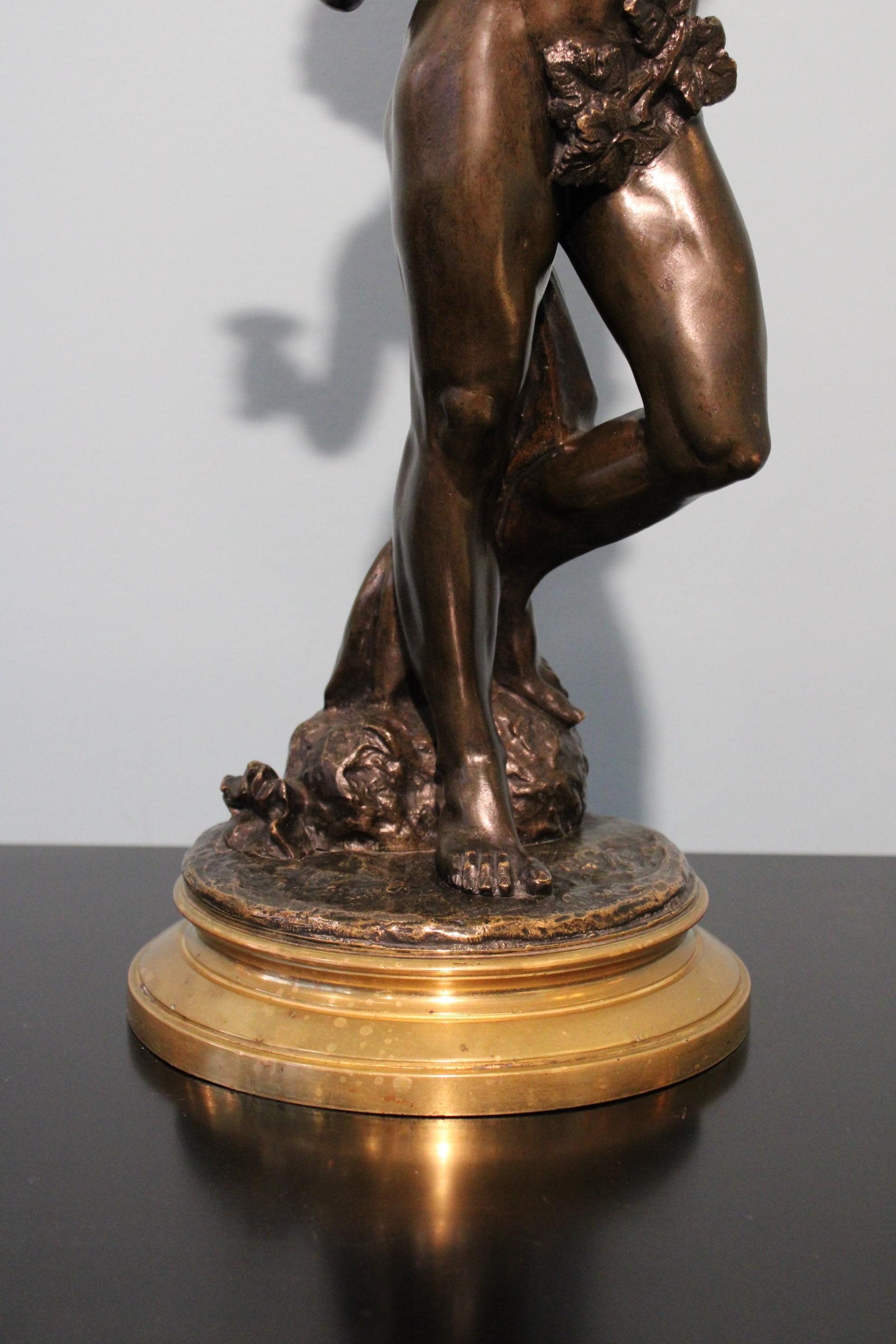 19th Century Bronze Sculpture Bacchus by Jacques Marin