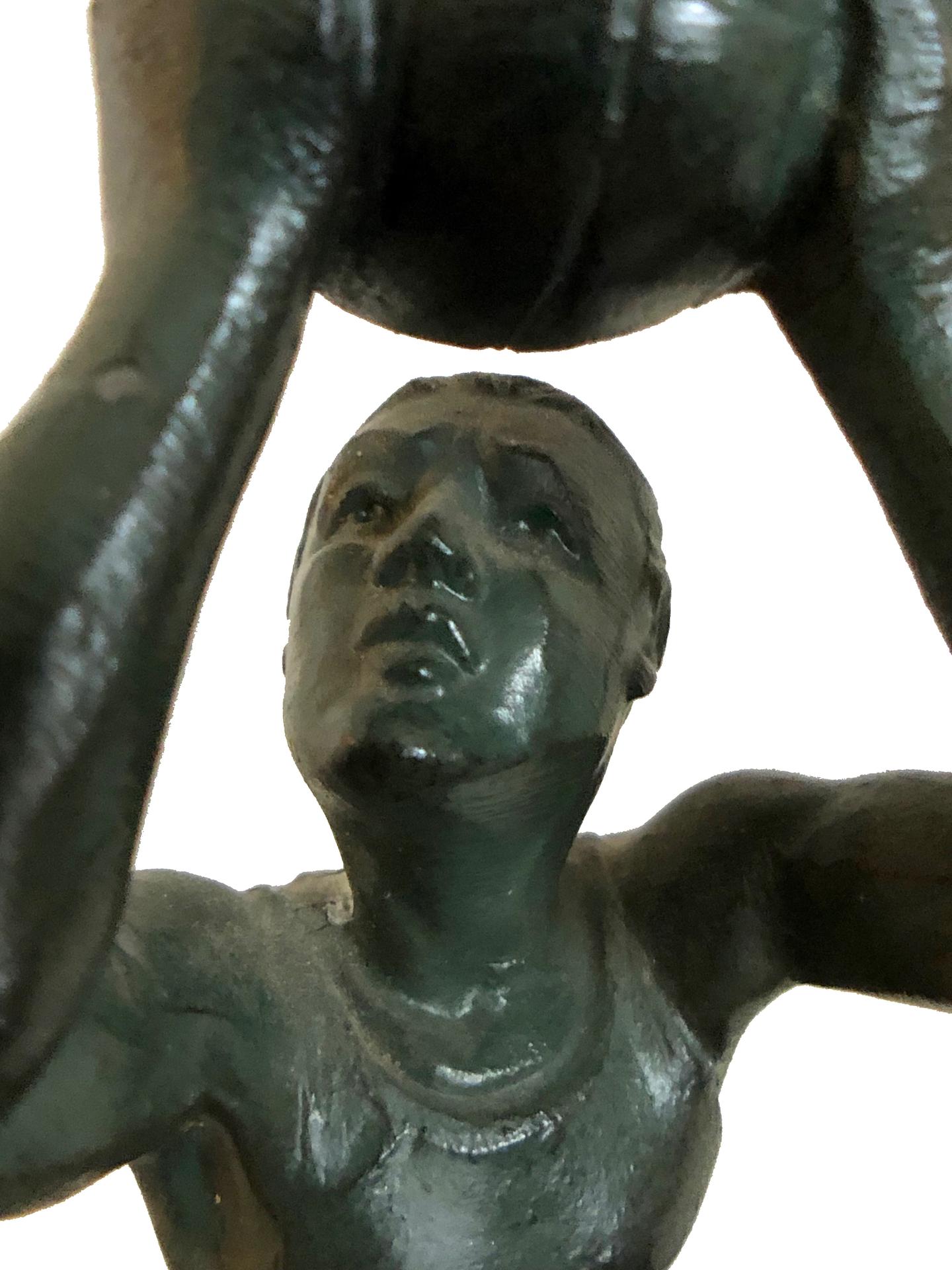 20th Century Bronze Sculpture Basketball Sportsman, Art Deco, France, 1930s