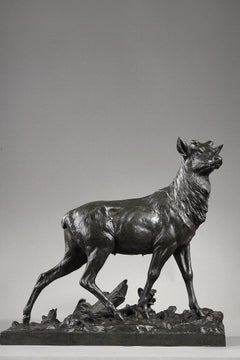 Bronze Sculpture "Big Stag After Its Moult", C. Paillet, 20th Century