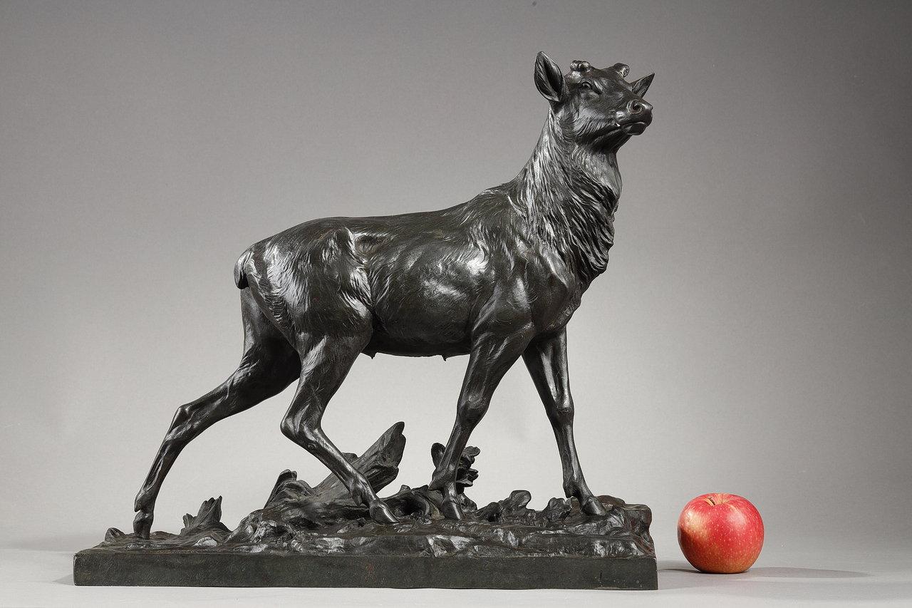  Bronzeskulptur „Big Hirsch nach seiner Brutalität“, C. Paillet, XX. Jahrhundert  (Geschnitzt) im Angebot