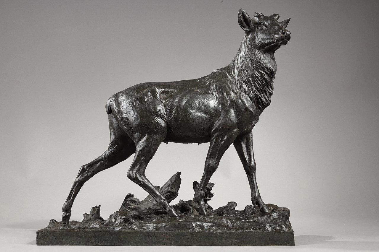  Bronzeskulptur „Big Hirsch nach seiner Brutalität“, C. Paillet, XX. Jahrhundert  im Zustand „Gut“ im Angebot in Paris, FR