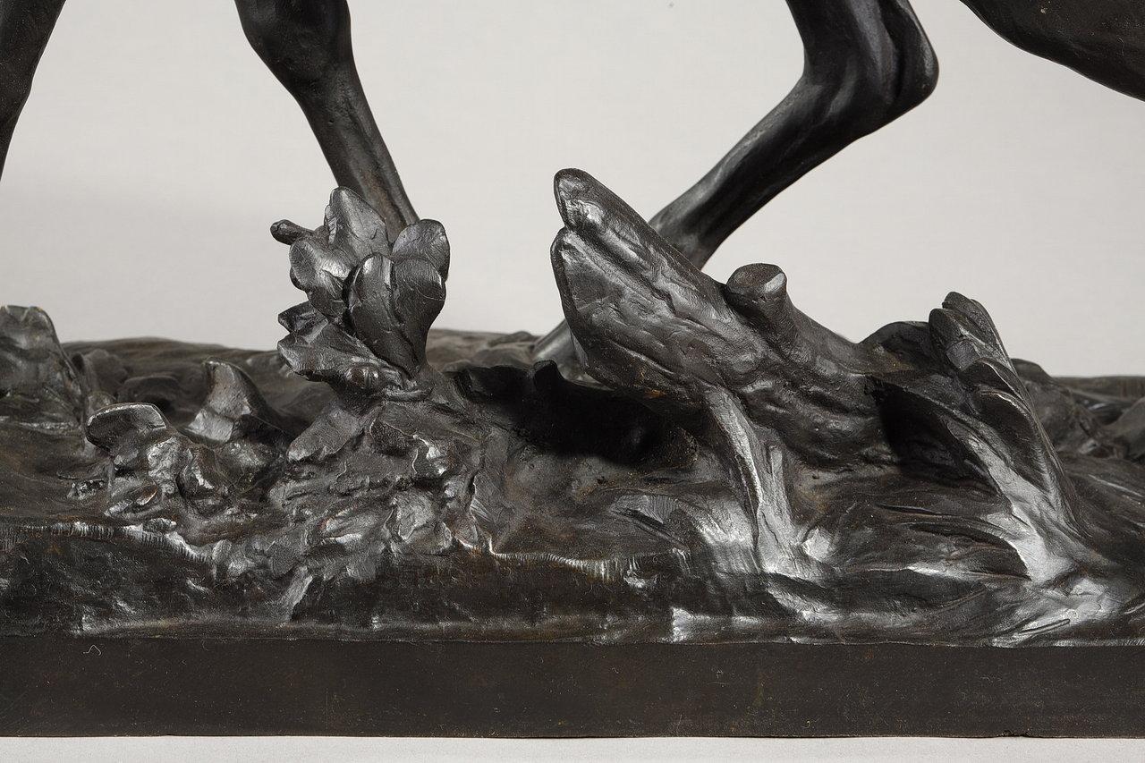 Bronze  Sculpture en bronze « Big stag after its moult » (Le grand cerf d'après sa moult), C. Paillet, XXe siècle  en vente