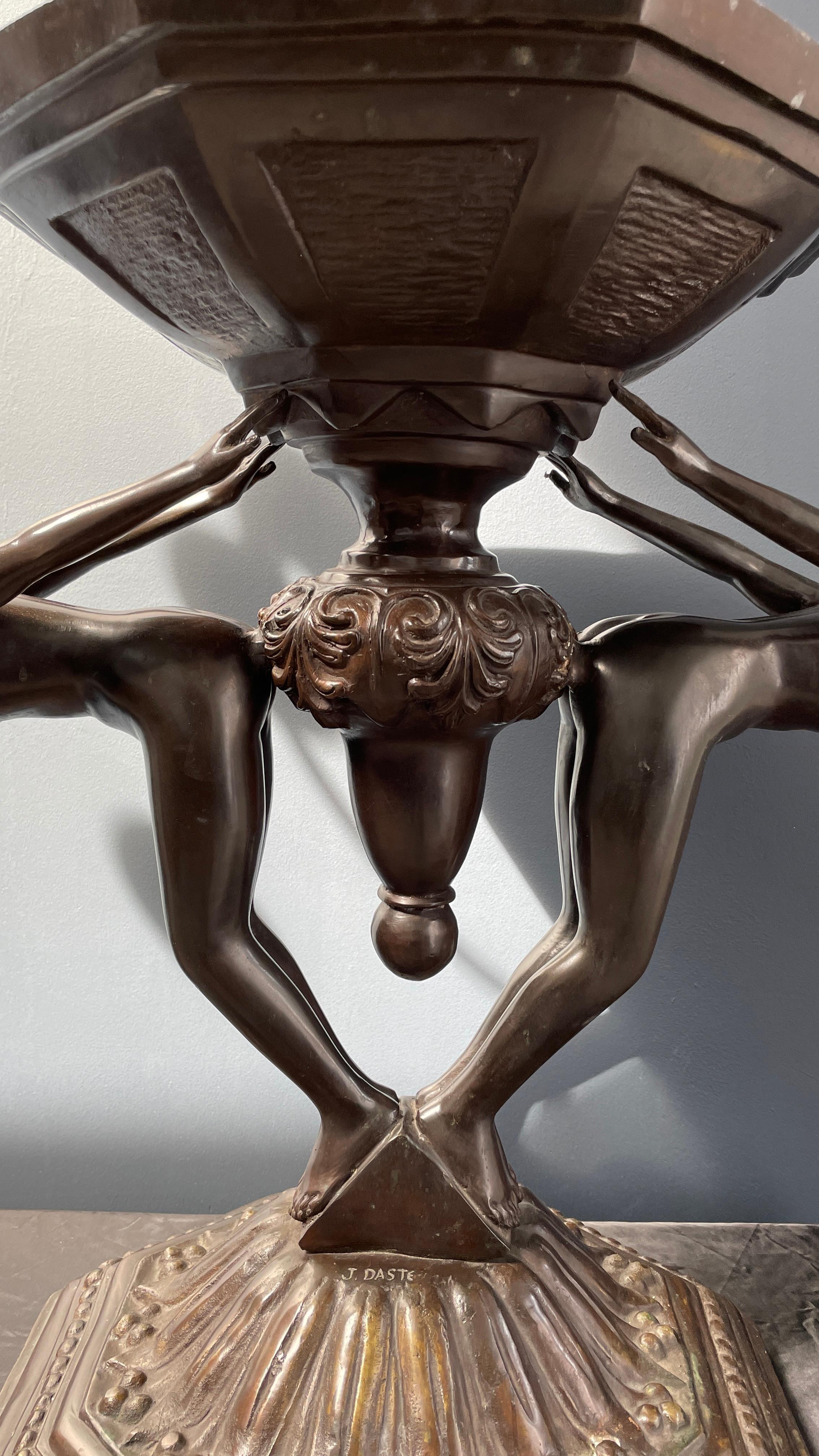 Bronze Sculpture Bird Bath by Listed Artist Joseph 'Guiseppe' d'Aste, c. 1920's For Sale 6