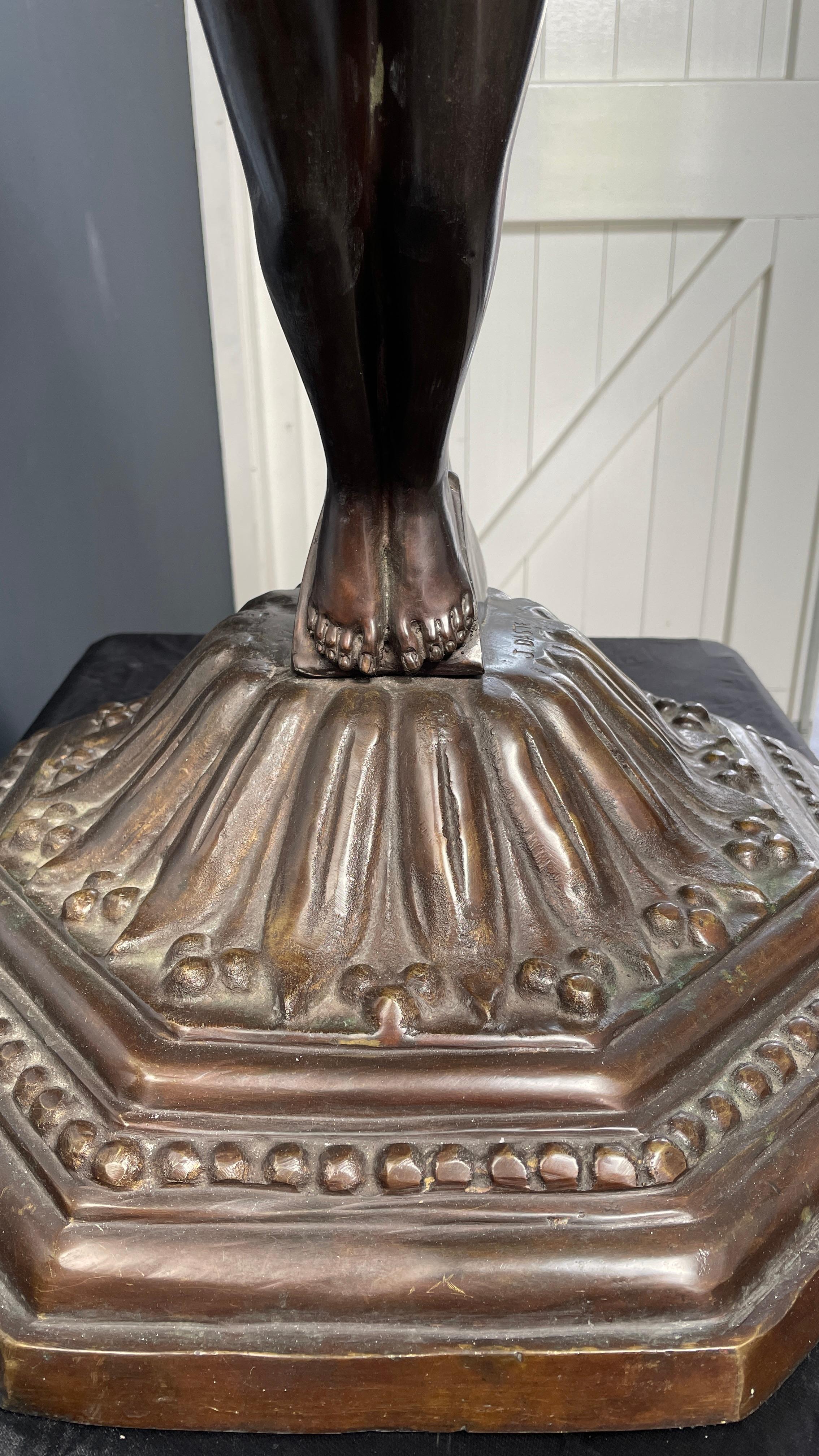 French Bronze Sculpture Bird Bath by Listed Artist Joseph 'Guiseppe' d'Aste, c. 1920's For Sale