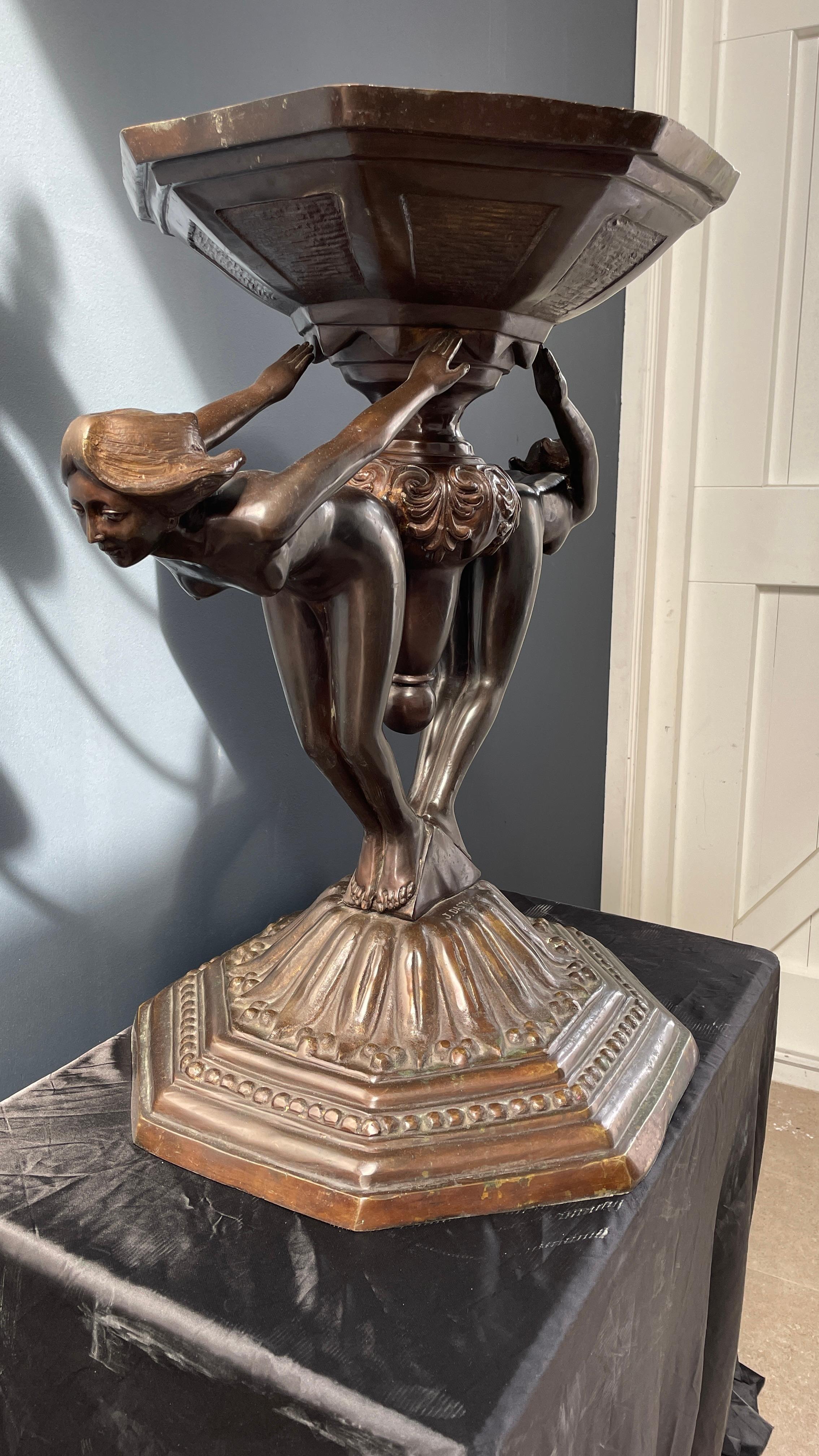 20th Century Bronze Sculpture Bird Bath by Listed Artist Joseph 'Guiseppe' d'Aste, c. 1920's For Sale