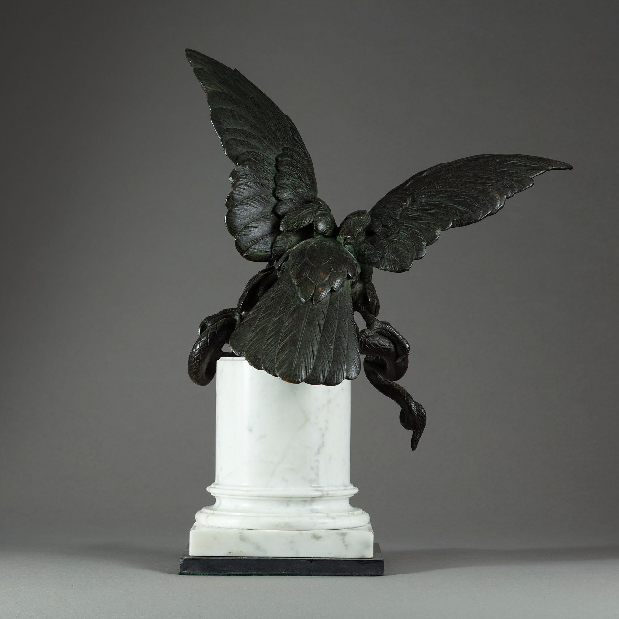 19th Century Bronze Sculpture Bird of Prey Fighting a Serpent For Sale