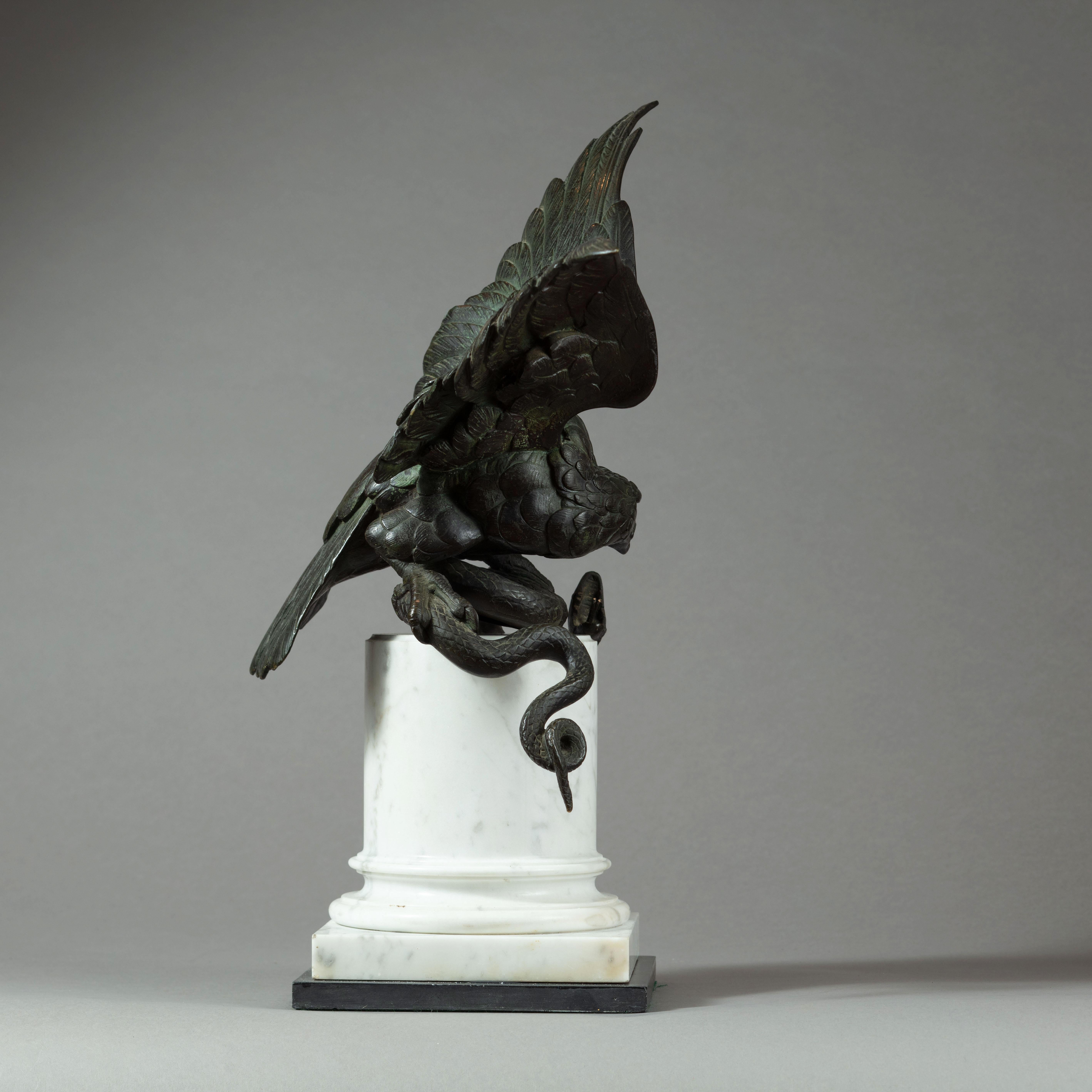 Bronze Sculpture Bird of Prey Fighting a Serpent For Sale 1