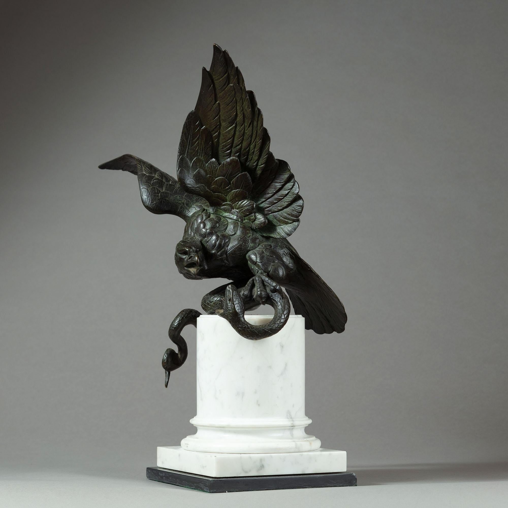 Bronze Sculpture Bird of Prey Fighting a Serpent For Sale 2