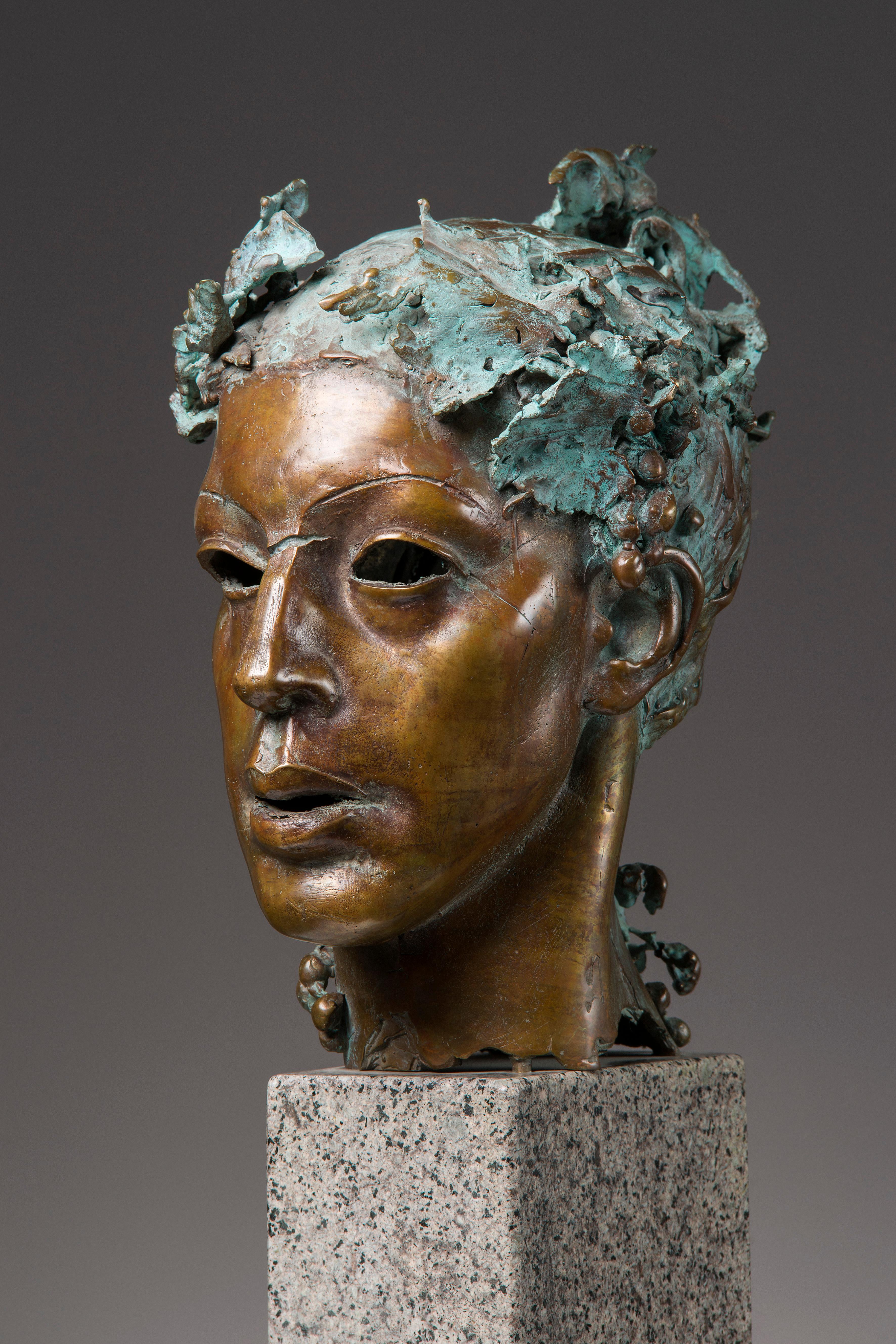 Bronze bust named by its creator ''Ancient portrait'' inspired by the ancient culture of which is rich region of the Balkans. The sculpture is patinated.