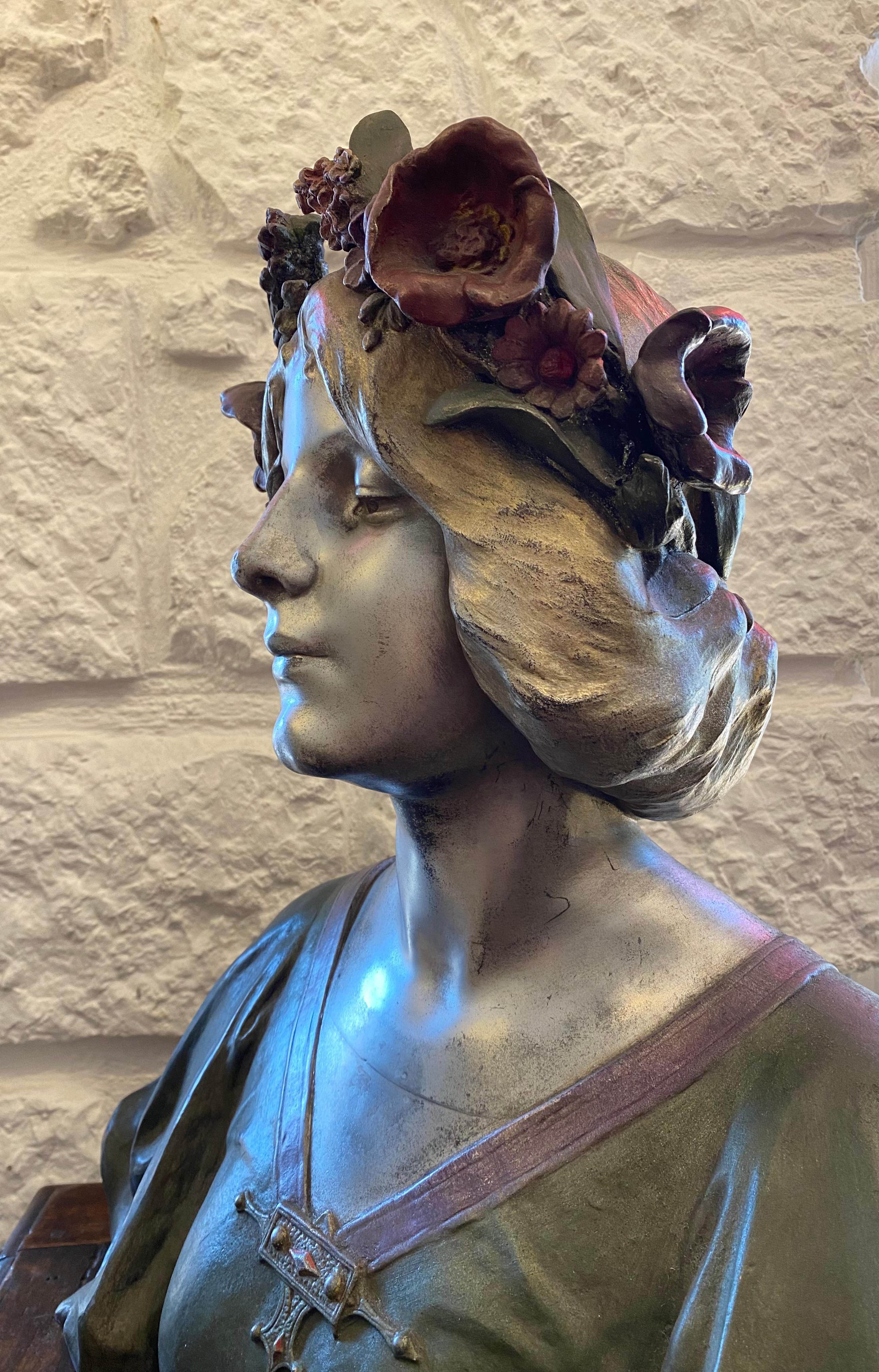 Bronze Sculpture - Bust Of A Woman - J. Caussé - France - 19th Century For Sale 1