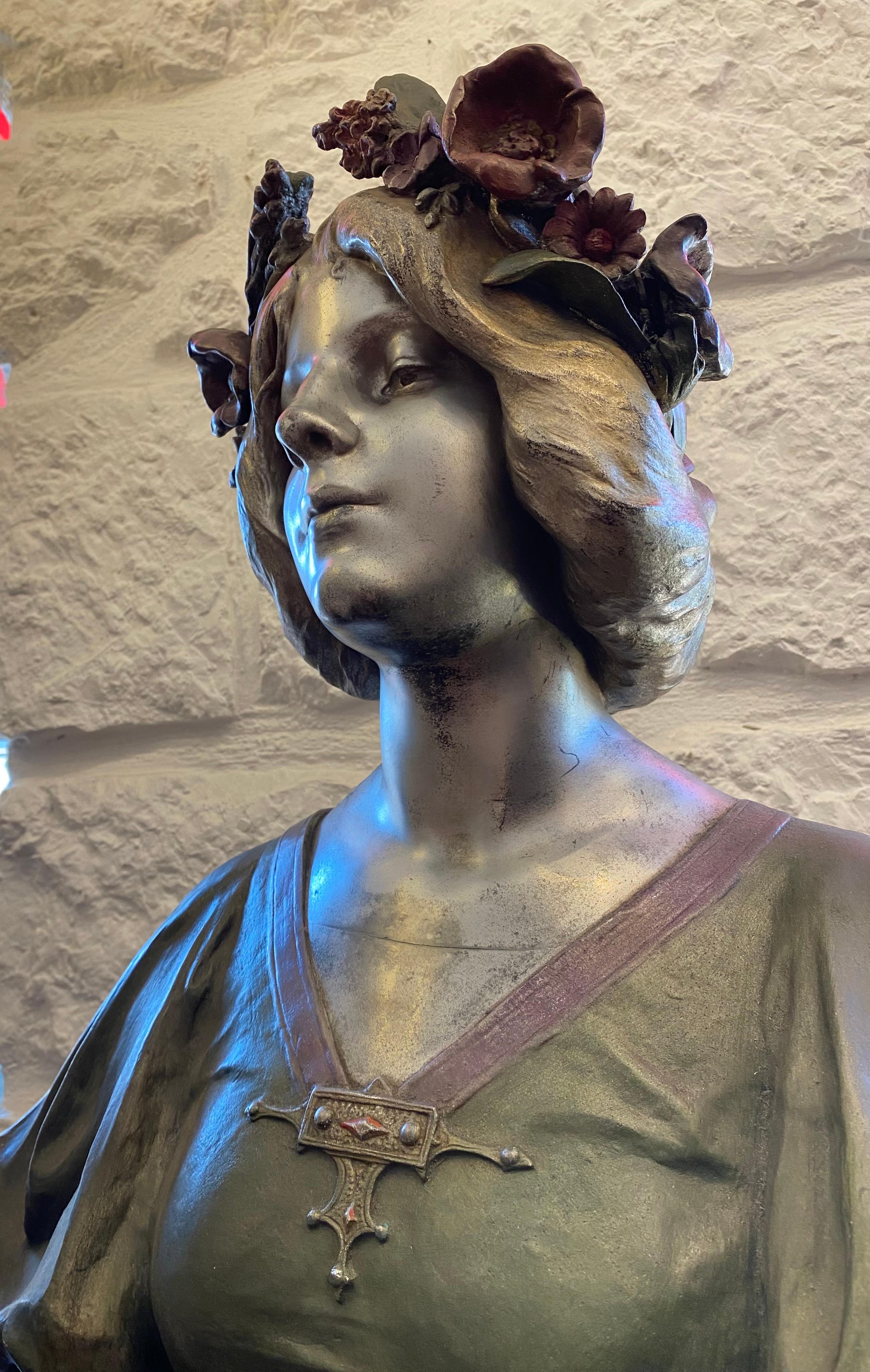 Bronze Sculpture - Bust Of A Woman - J. Caussé - France - 19th Century For Sale 3