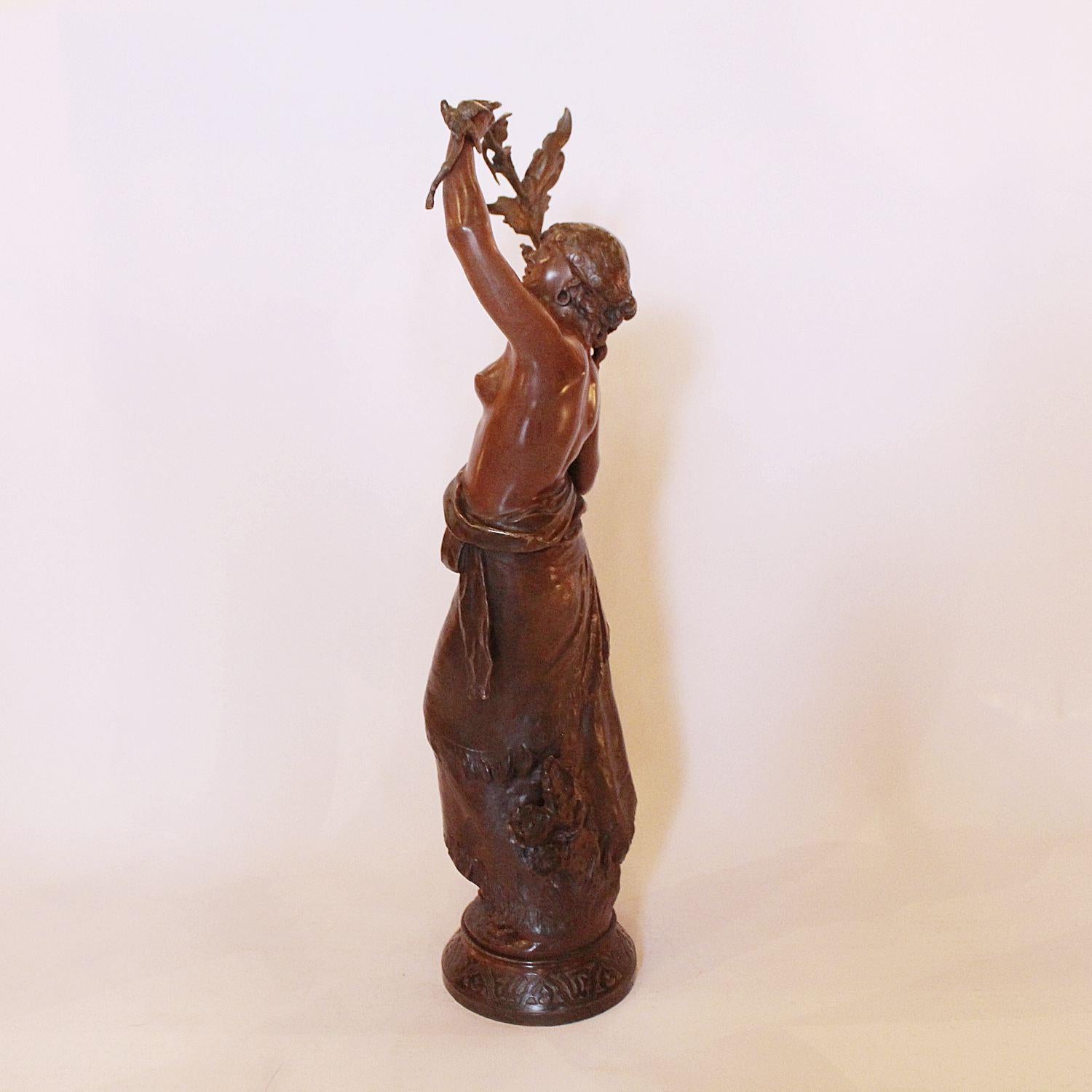 Bronze Sculpture by Auguste Moreau of a Loosely Clothed Lady, French, circa 1890 In Good Condition In Forest Row, East Sussex