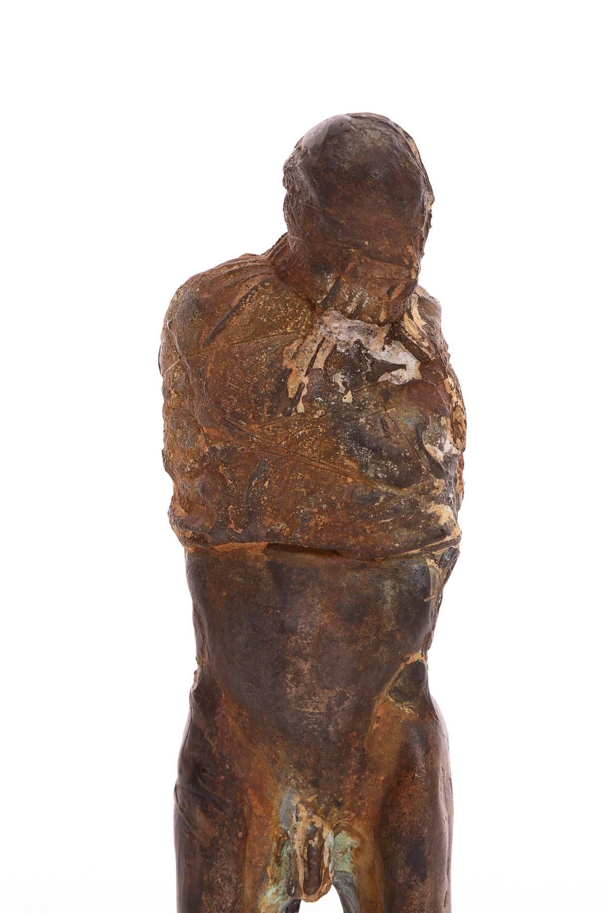 Expressive abstract bronze male figure by Arizona artist Carl Dahl, circa early 1970s. This extraordinary example exudes strong emotion and looks stunning from every angle.