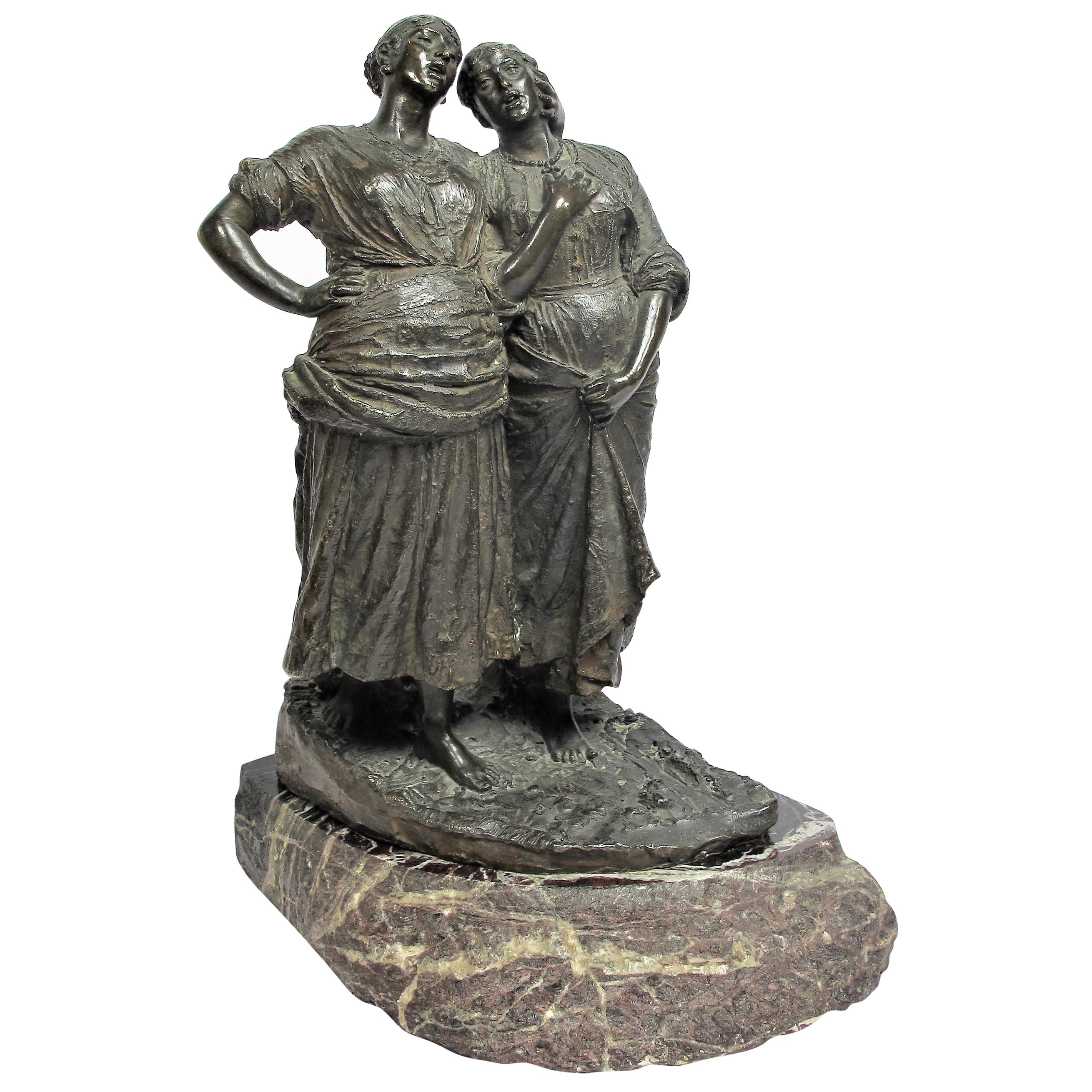 Bronze Sculpture by Costantino Barbella, "Love Song" For Sale