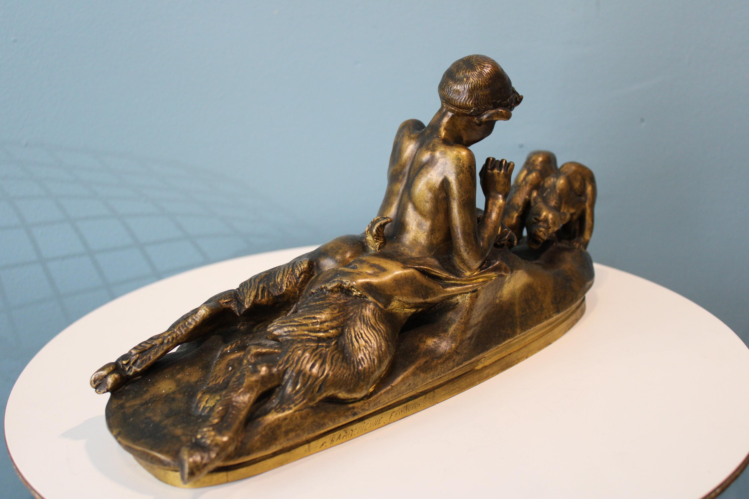 Bronze sculpture by Emmanuel Fremiet (1824-1910).
Young Pan and bears.
Melted by Barbedienne house.
Signed.