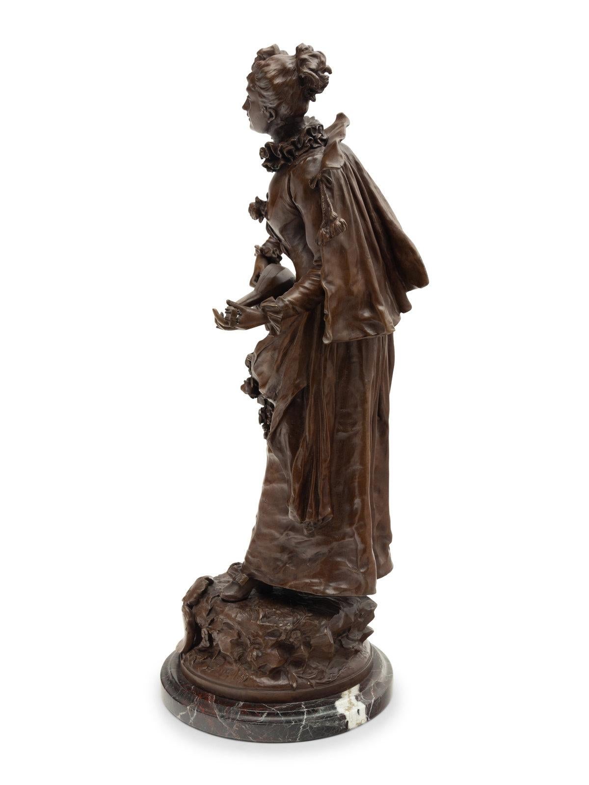 Louis XV Sculpture en bronze d'Etienne Adrien Gaudez (1845 - 1902), « pastoral Watteau » en vente