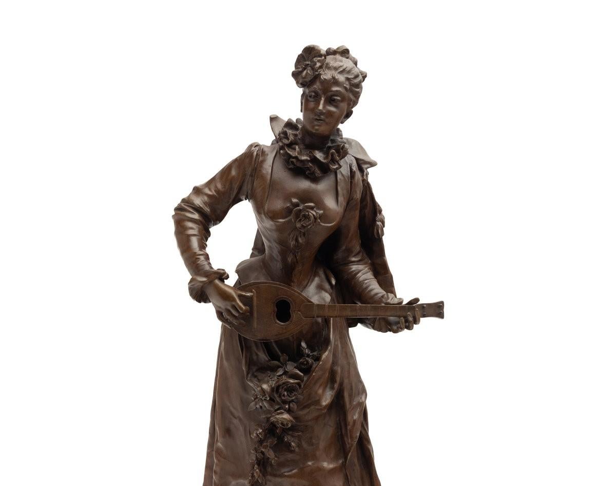 Français Sculpture en bronze d'Etienne Adrien Gaudez (1845 - 1902), « pastoral Watteau » en vente