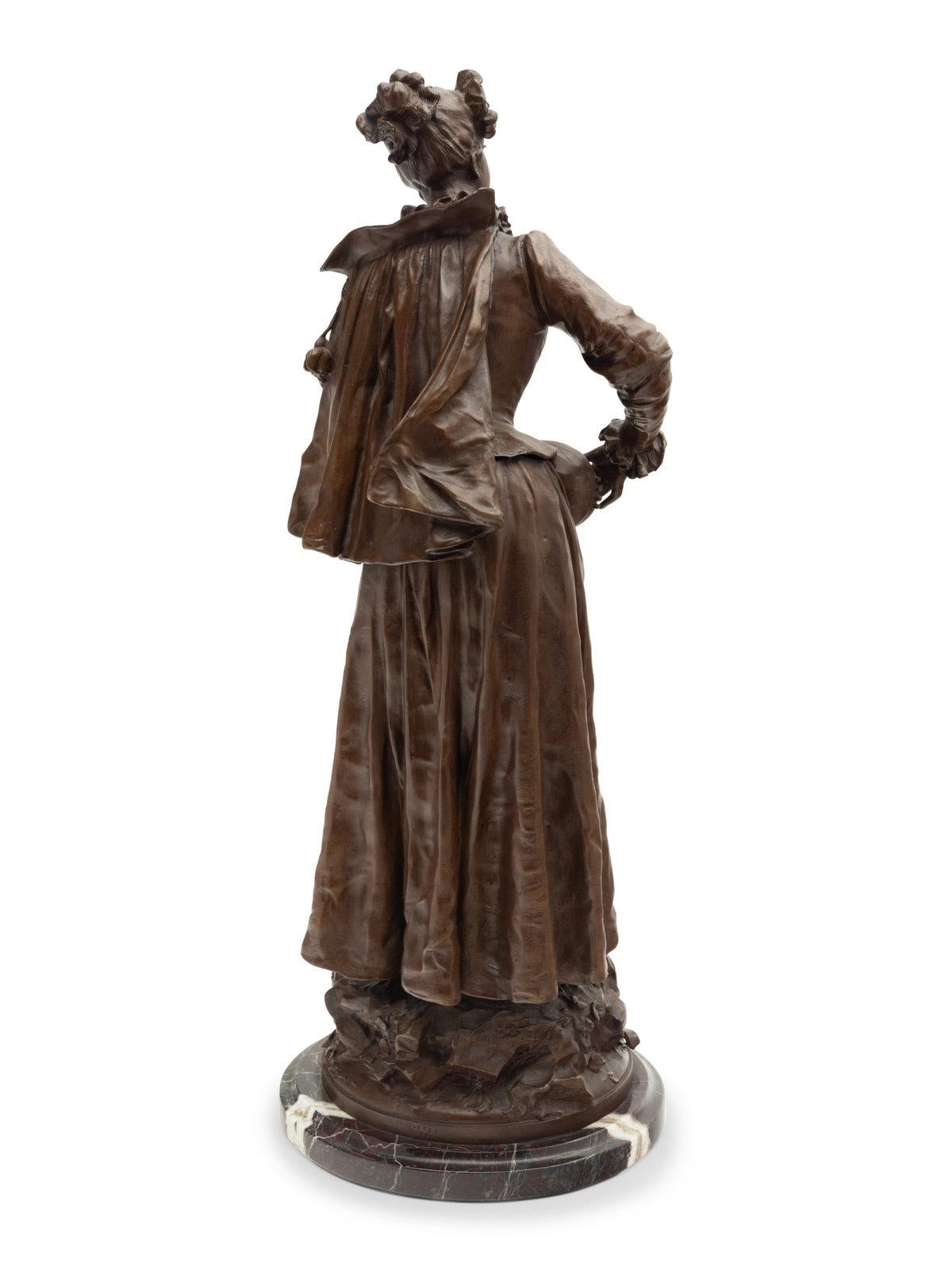 Sculpture en bronze d'Etienne Adrien Gaudez (1845 - 1902), « pastoral Watteau » Bon état - En vente à MARSEILLE, FR