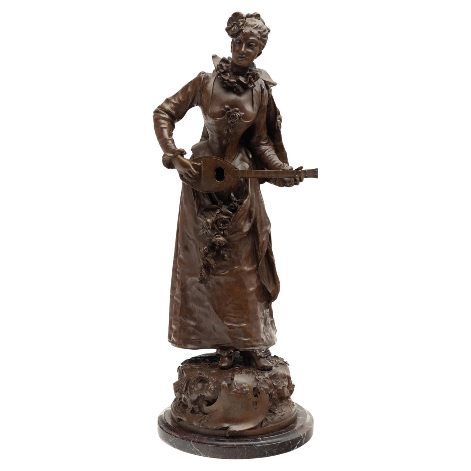 Bronzeskulptur aus Bronze von Etienne Adrien Gaudez (1845 - 1902), „pastoral Watteau“ im Angebot