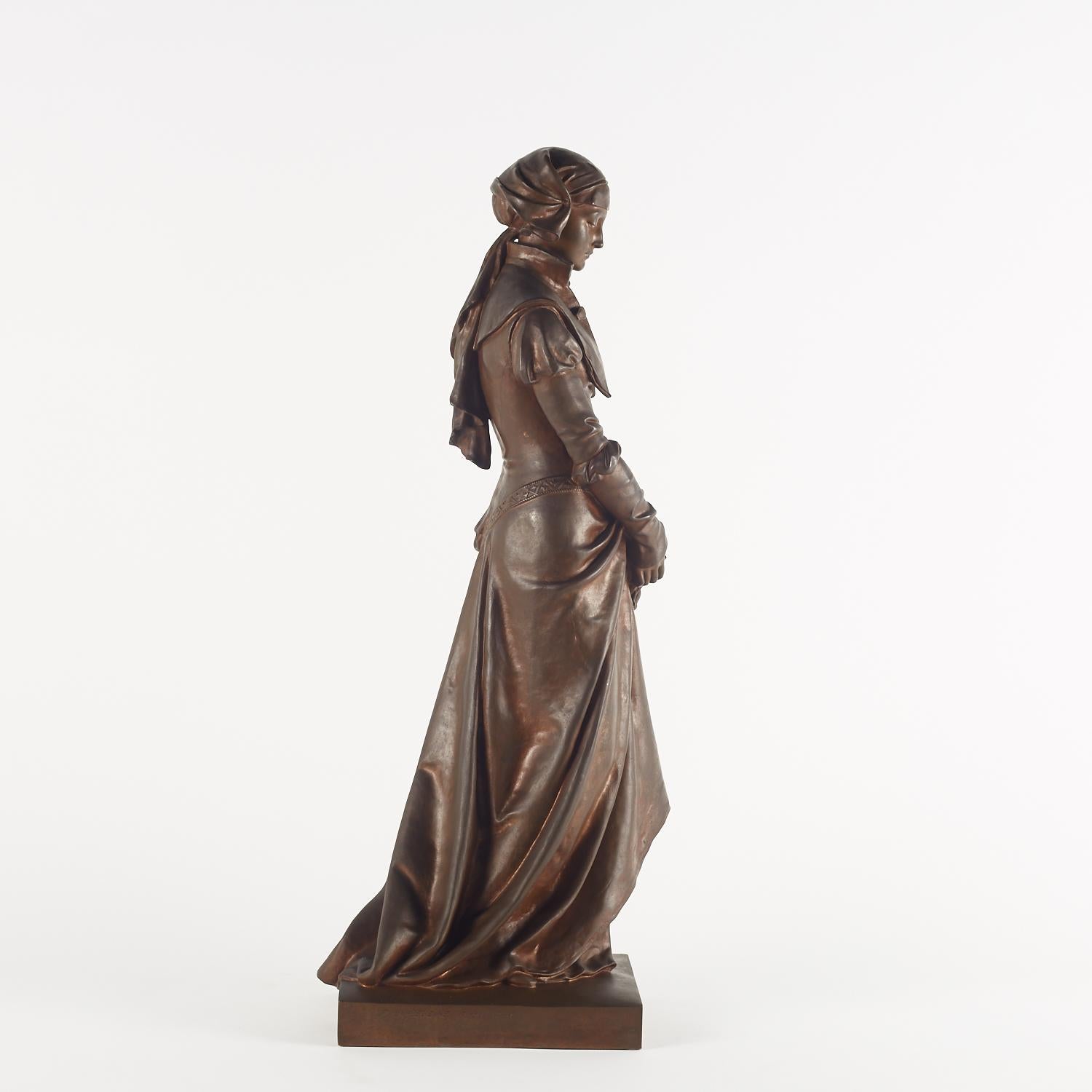 Importante scultura in bronzo patinato, periodo Napoleone III, 1880, di Eugène Aizelin, fondatore F.Barbedienne.
H. H. 86 cm, L. 26 cm, P. 32 cm.