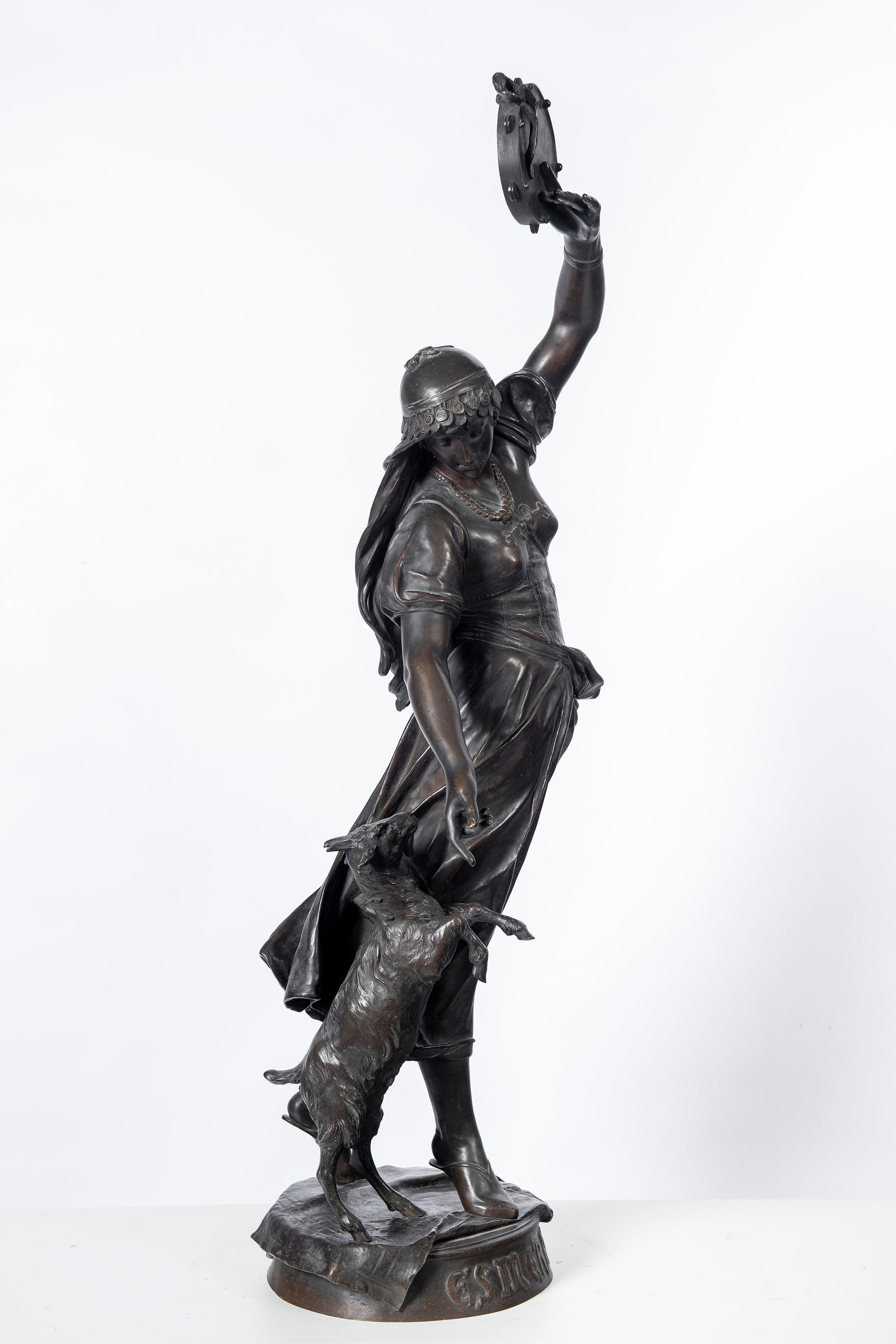 Bronze sculpture by Eugene Marioton (1854-1933), titled at front, 