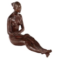 Sculpture en bronze de Francesco Messina, danseuse assise