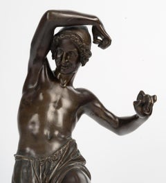Bronze Sculpture by Francisque Duret with a Brown Patina Depicting a Dancer.