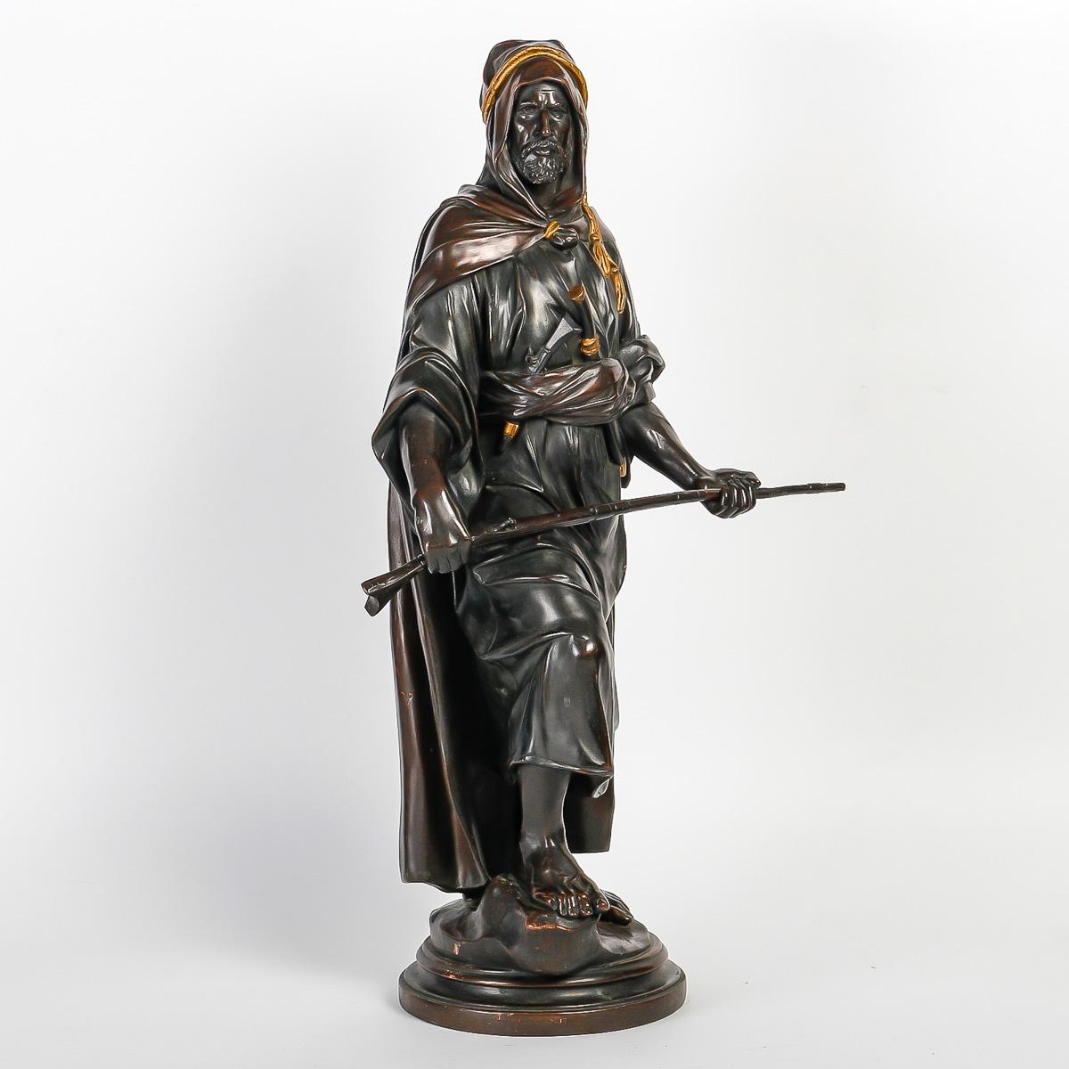 Napoléon III Sculpture en bronze de Franz Bergmann, « Le sultan », art orientaliste. en vente