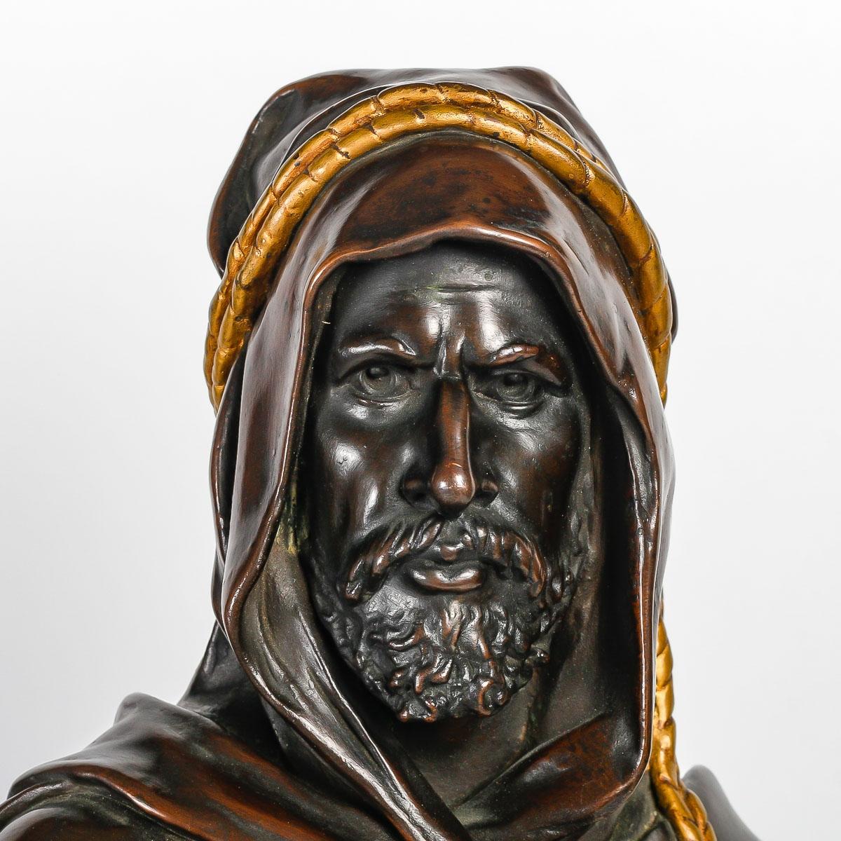 Sculpture en bronze de Franz Bergmann, « Le sultan », art orientaliste. Bon état - En vente à Saint-Ouen, FR