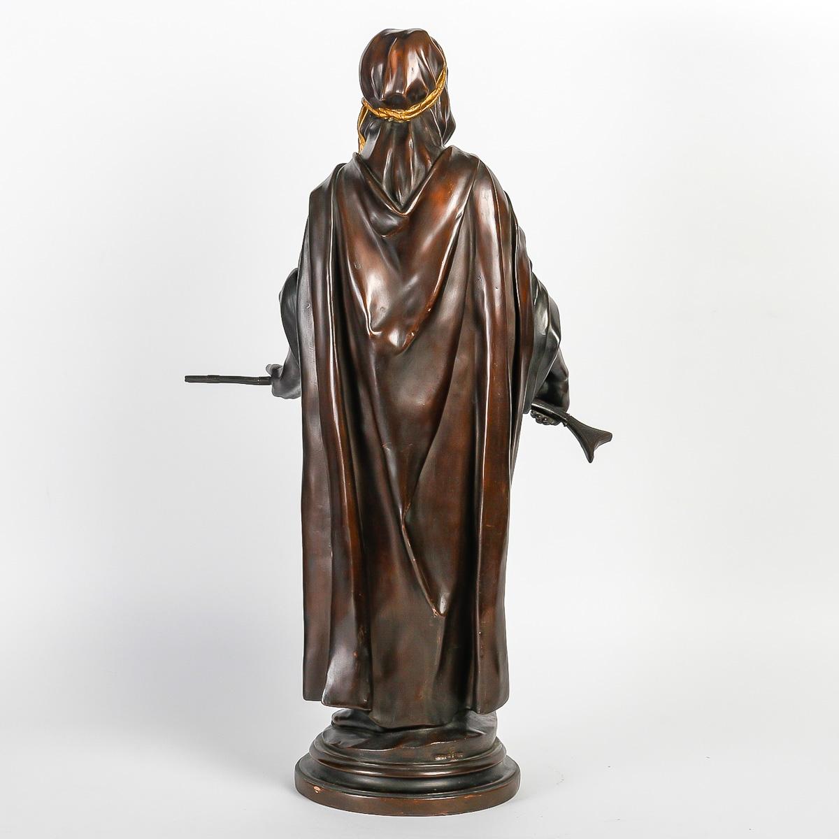 Bronze Sculpture en bronze de Franz Bergmann, « Le sultan », art orientaliste. en vente