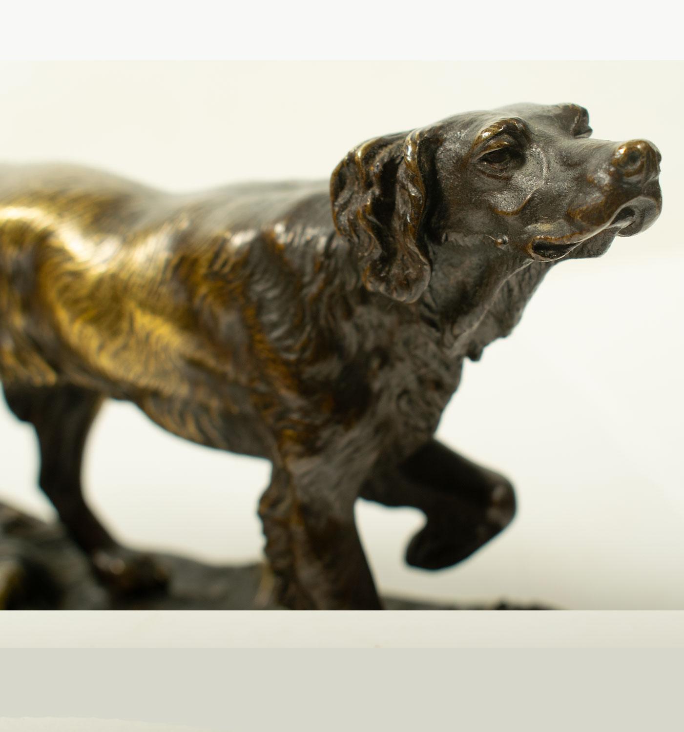 Calco Scultura in bronzo di Jules Moigniez (1835-1894) Spaniel da caccia - XIX secolo in vendita