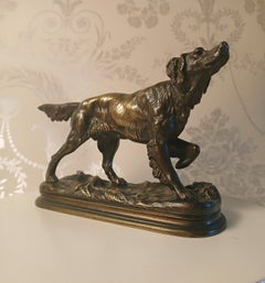 Bronze Sculpture by Jules Moigniez (1835–1894) Hunting Spaniel - 19th Century