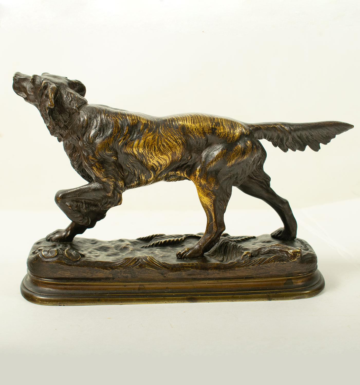 Bronzo Scultura in bronzo di Jules Moigniez (1835-1894) Spaniel da caccia - XIX secolo in vendita