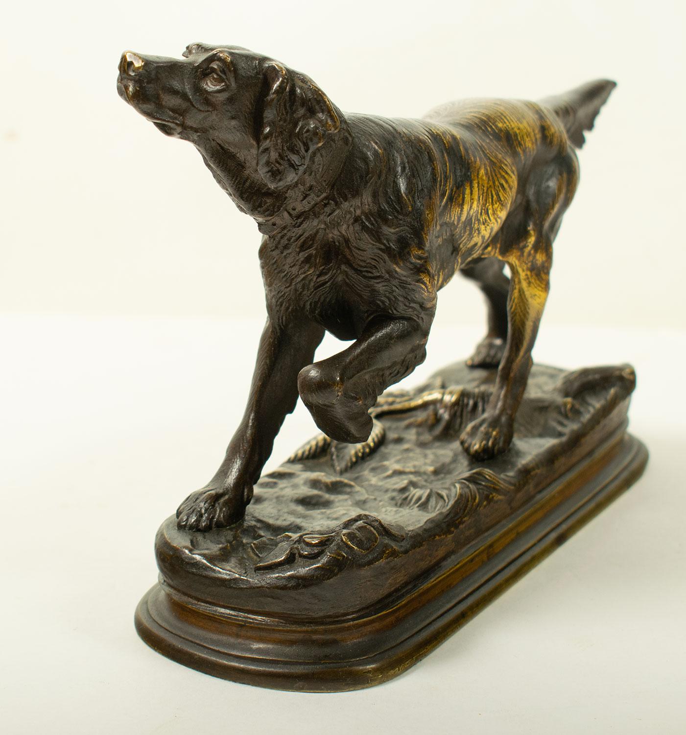 Scultura in bronzo di Jules Moigniez (1835-1894) Spaniel da caccia - XIX secolo in vendita 1