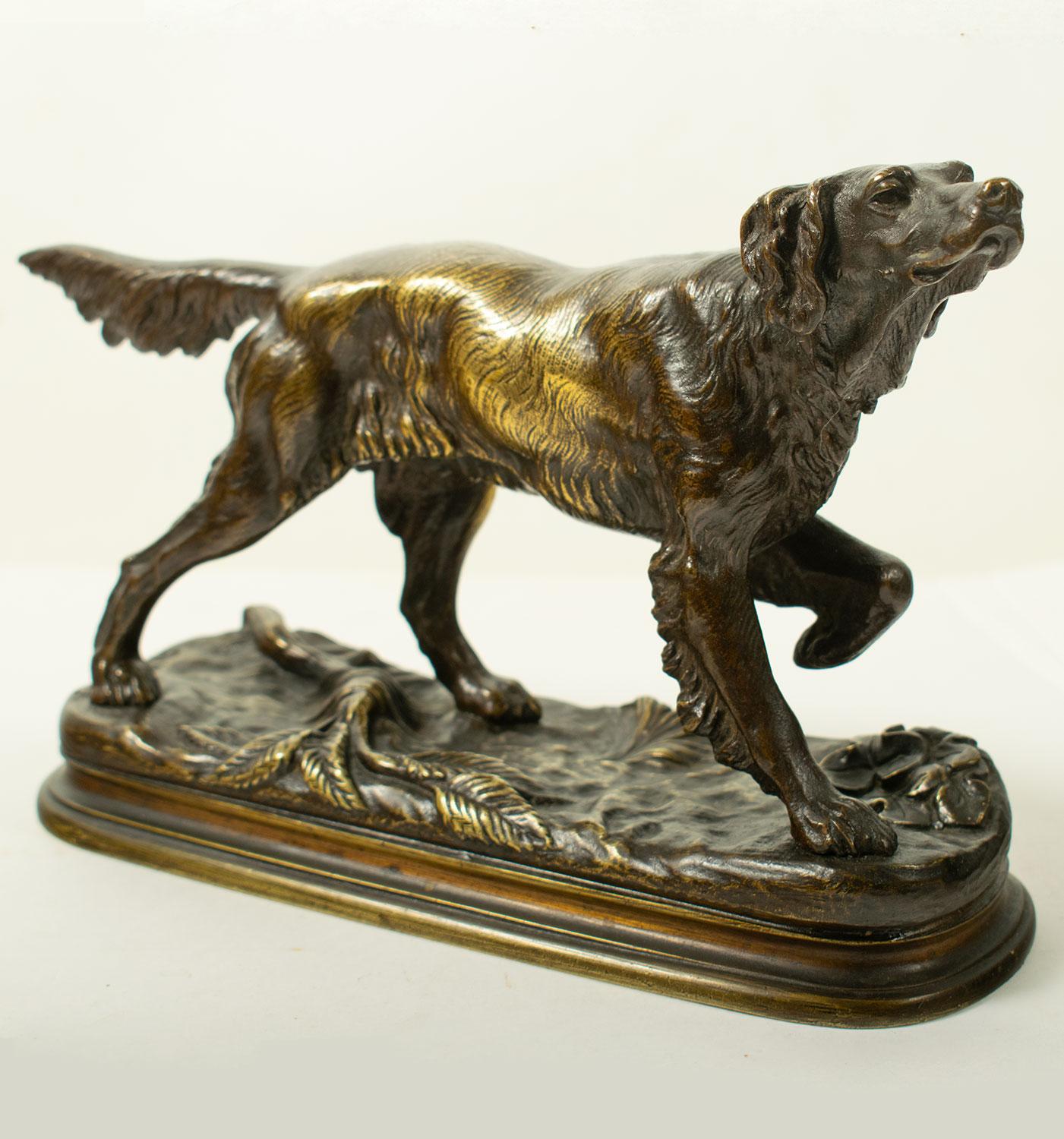 Scultura in bronzo di Jules Moigniez (1835-1894) Spaniel da caccia - XIX secolo in vendita 2