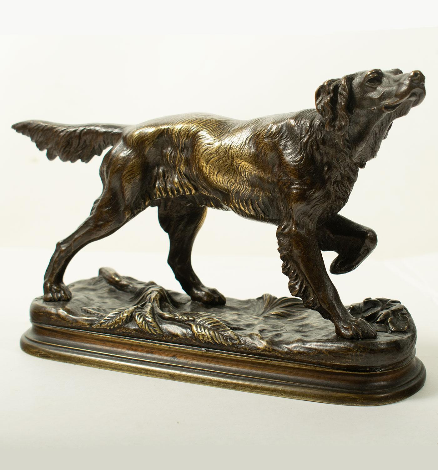 Scultura in bronzo di Jules Moigniez (1835-1894) Spaniel da caccia - XIX secolo in vendita 3