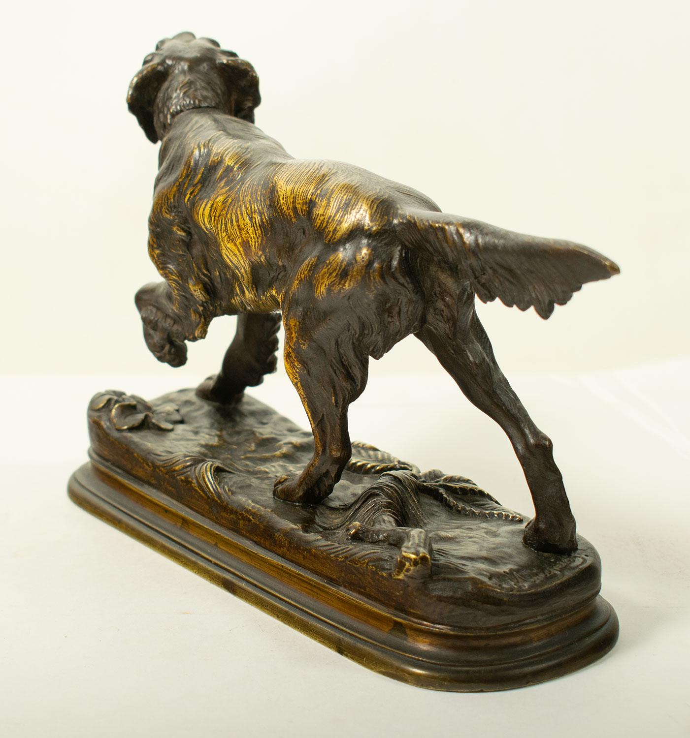 Scultura in bronzo di Jules Moigniez (1835-1894) Spaniel da caccia - XIX secolo in vendita 4
