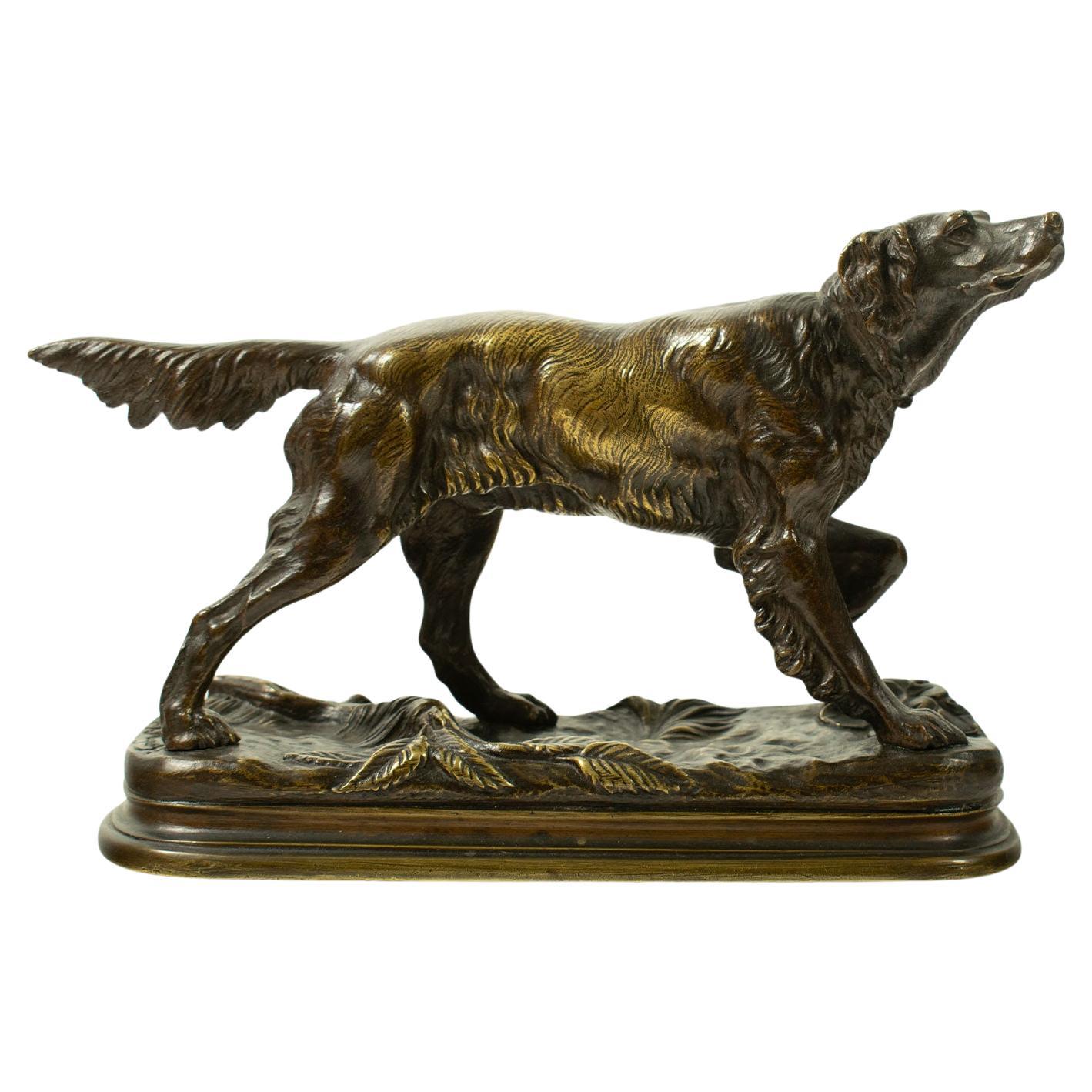 Scultura in bronzo di Jules Moigniez (1835-1894) Spaniel da caccia - XIX secolo
