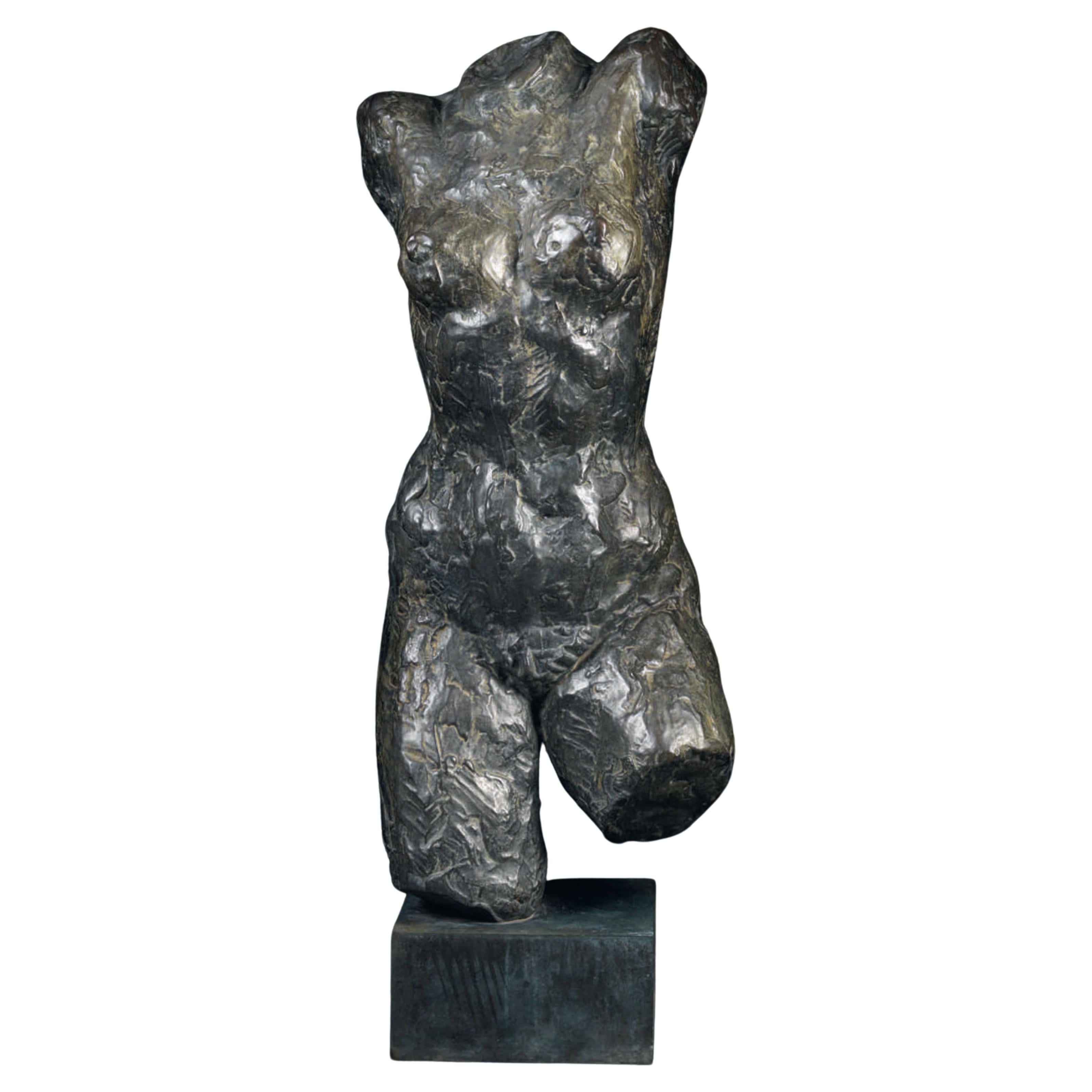 Bronze Sculpture by Marguerite Lavriller-Cossaceanu, Woman Bust, 1945-1946