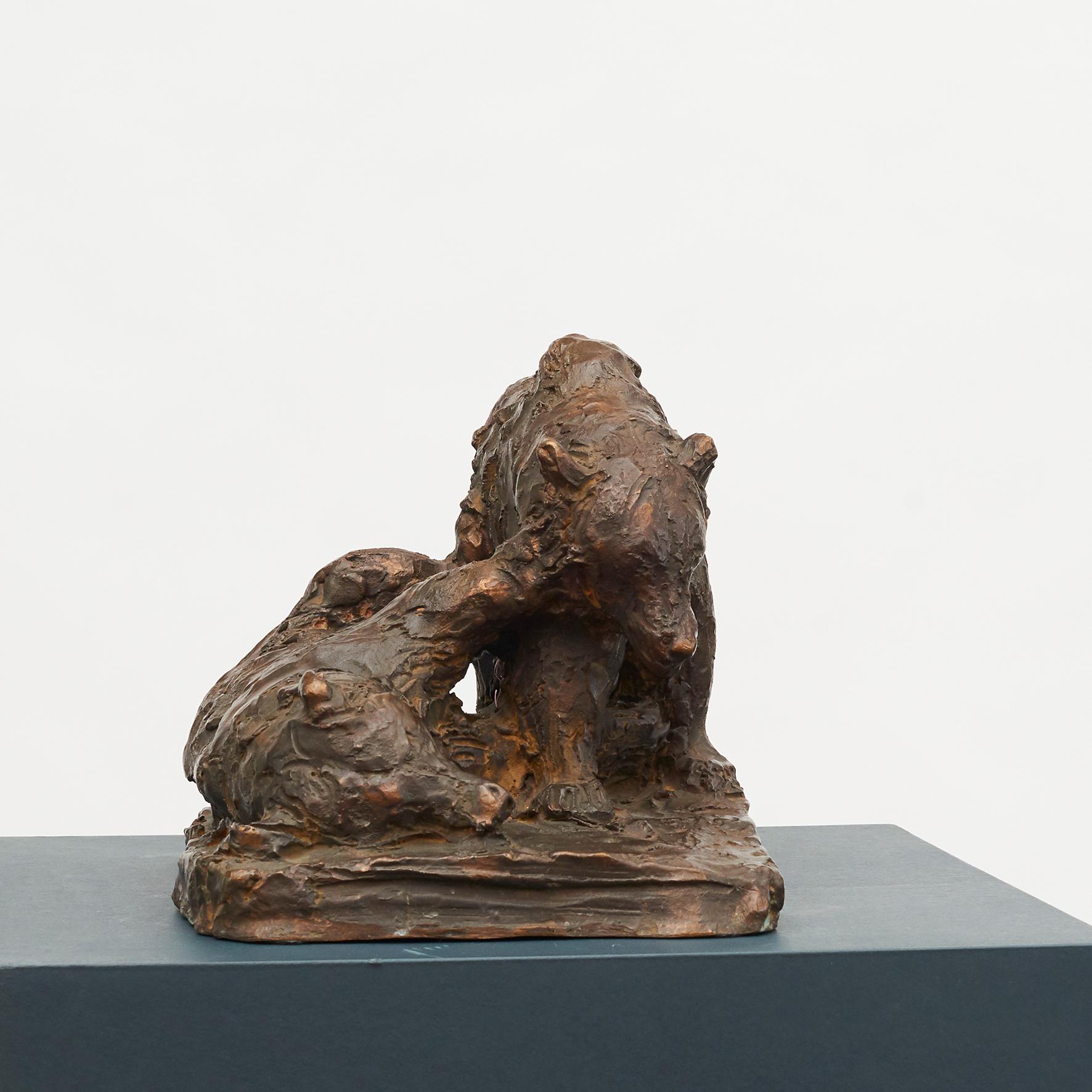 Burnished Bronze Sculpture by Mogens Bøggild, Pair of 