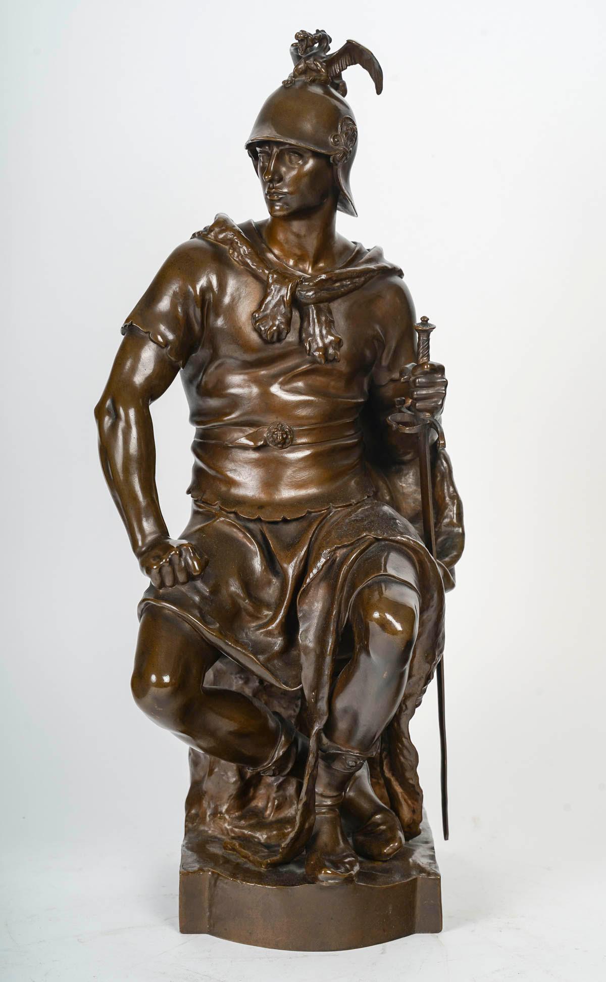 Patinated Bronze, Sculpture by Paul Dubois, 19th Century, Napoleon III Period.