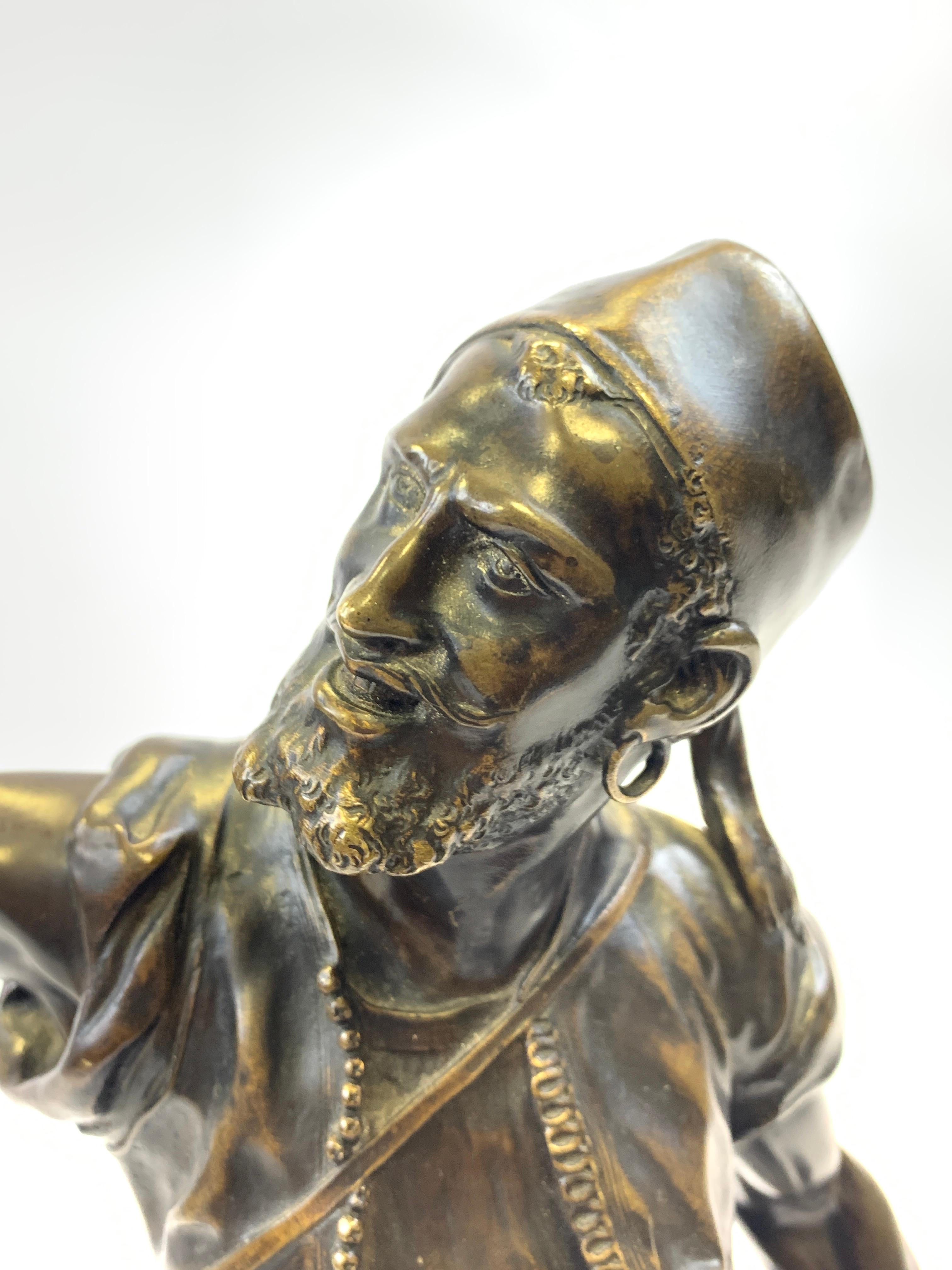19th Century Bronze Sculpture by Pierre Jules Mène, the Arab Falconer For Sale