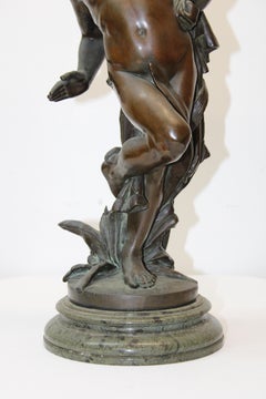 Bronze Sculpture by Wilhelm Rosch " Knabe in Gafahr iii " Boy in Danger