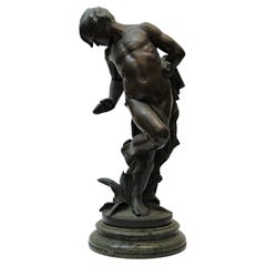 Bronze Sculpture by Wilhelm Rosch " Knabe in Gafahr iii " Boy in Danger