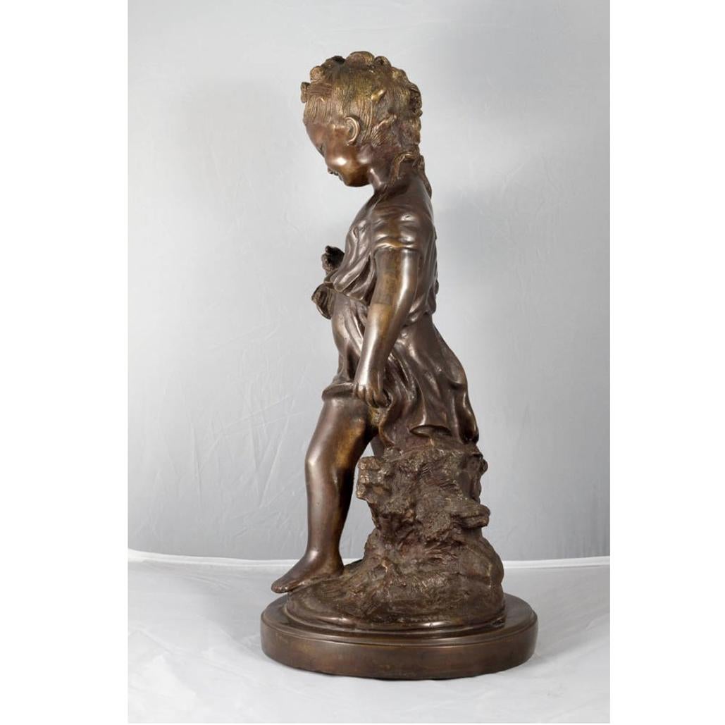 French Bronze Sculpture Child, France circa 1900, Art Nouveau, Auguste Moreau For Sale