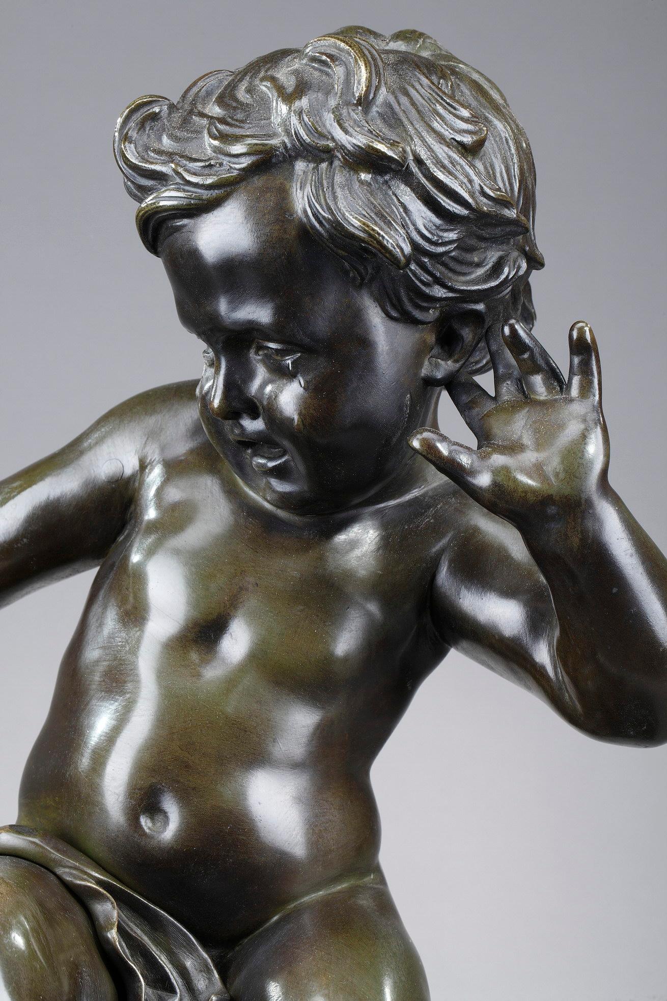 Sculpture en bronze d'un enfant pincé par un cygne, d'après Jean-Baptiste Pigalle en vente 4