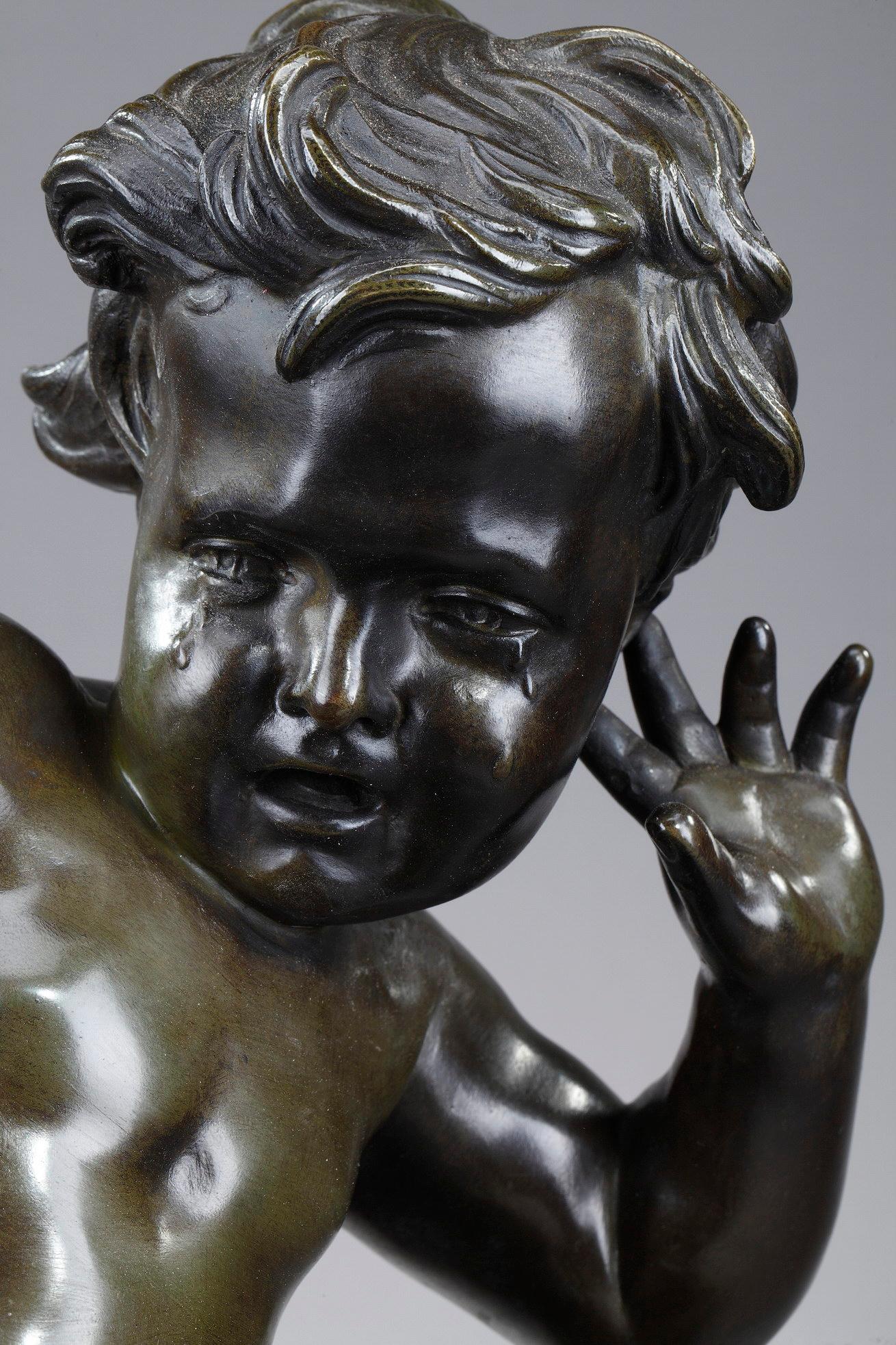 Sculpture en bronze d'un enfant pincé par un cygne, d'après Jean-Baptiste Pigalle en vente 5