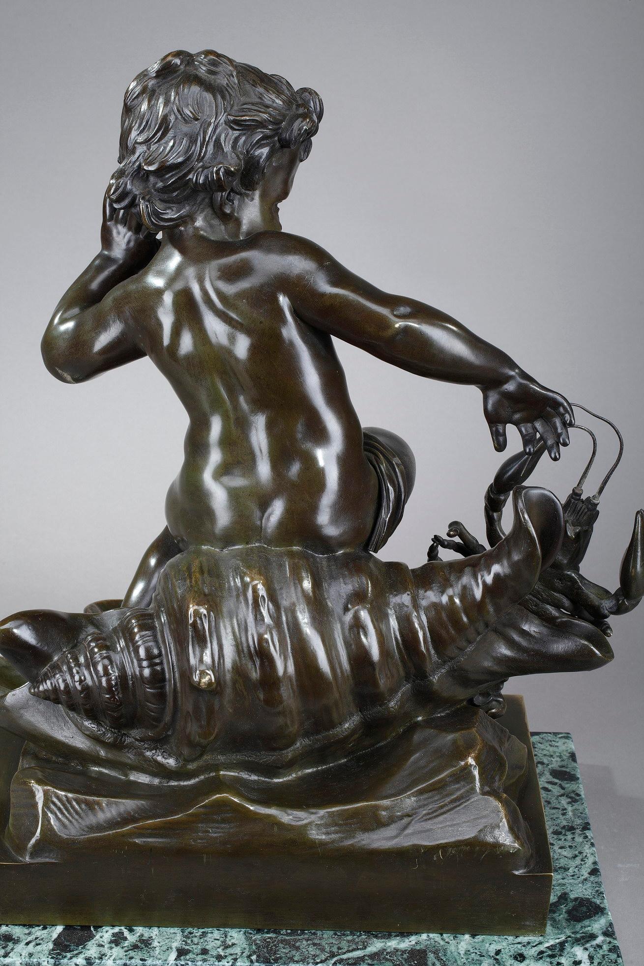 Sculpture en bronze d'un enfant pincé par un cygne, d'après Jean-Baptiste Pigalle en vente 6