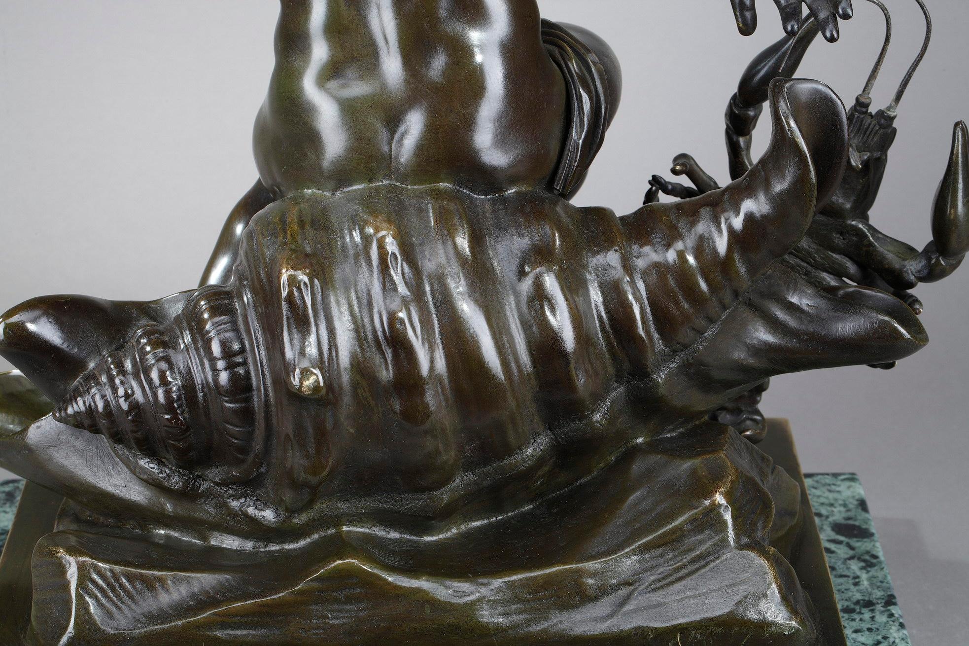 Sculpture en bronze d'un enfant pincé par un cygne, d'après Jean-Baptiste Pigalle en vente 8